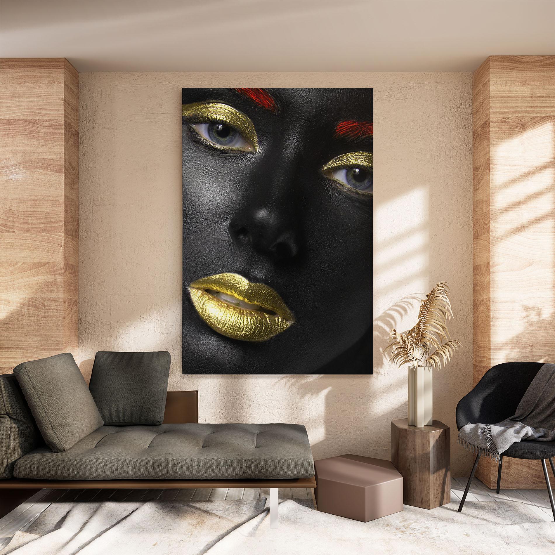 Leinwandbild Gold Make Up And Lips mockup 8