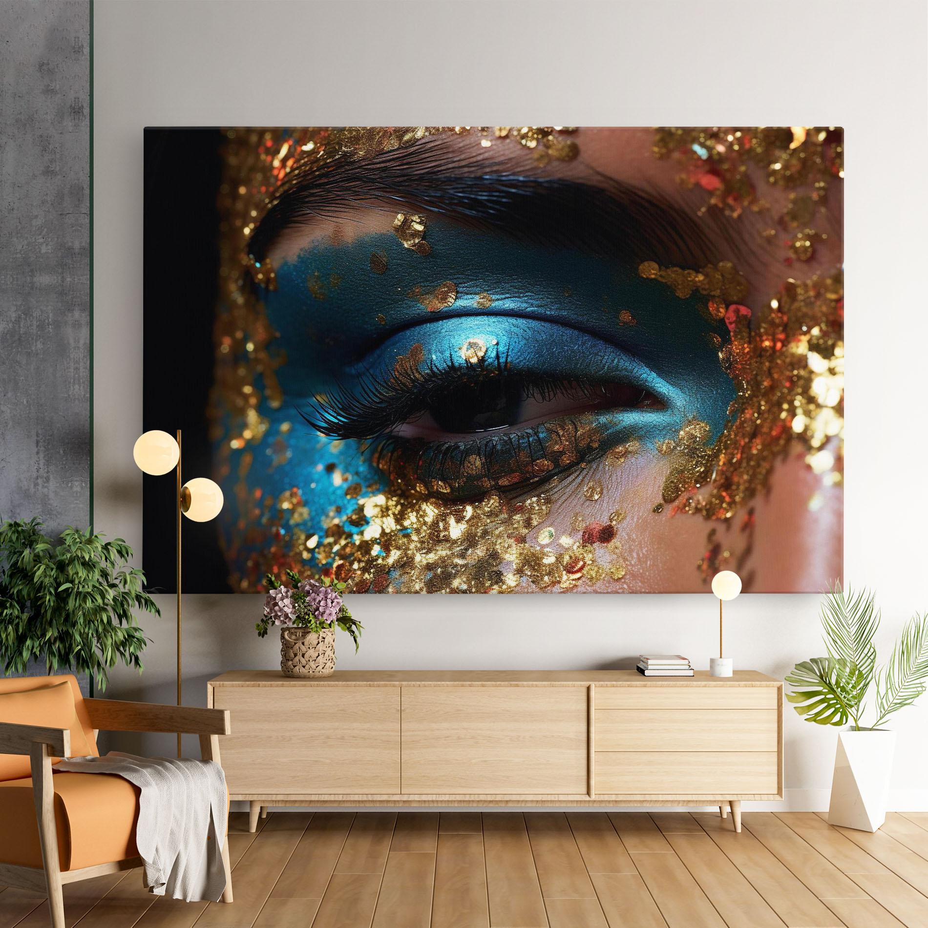 Leinwandbild Blue Gold Glitter mockup 9