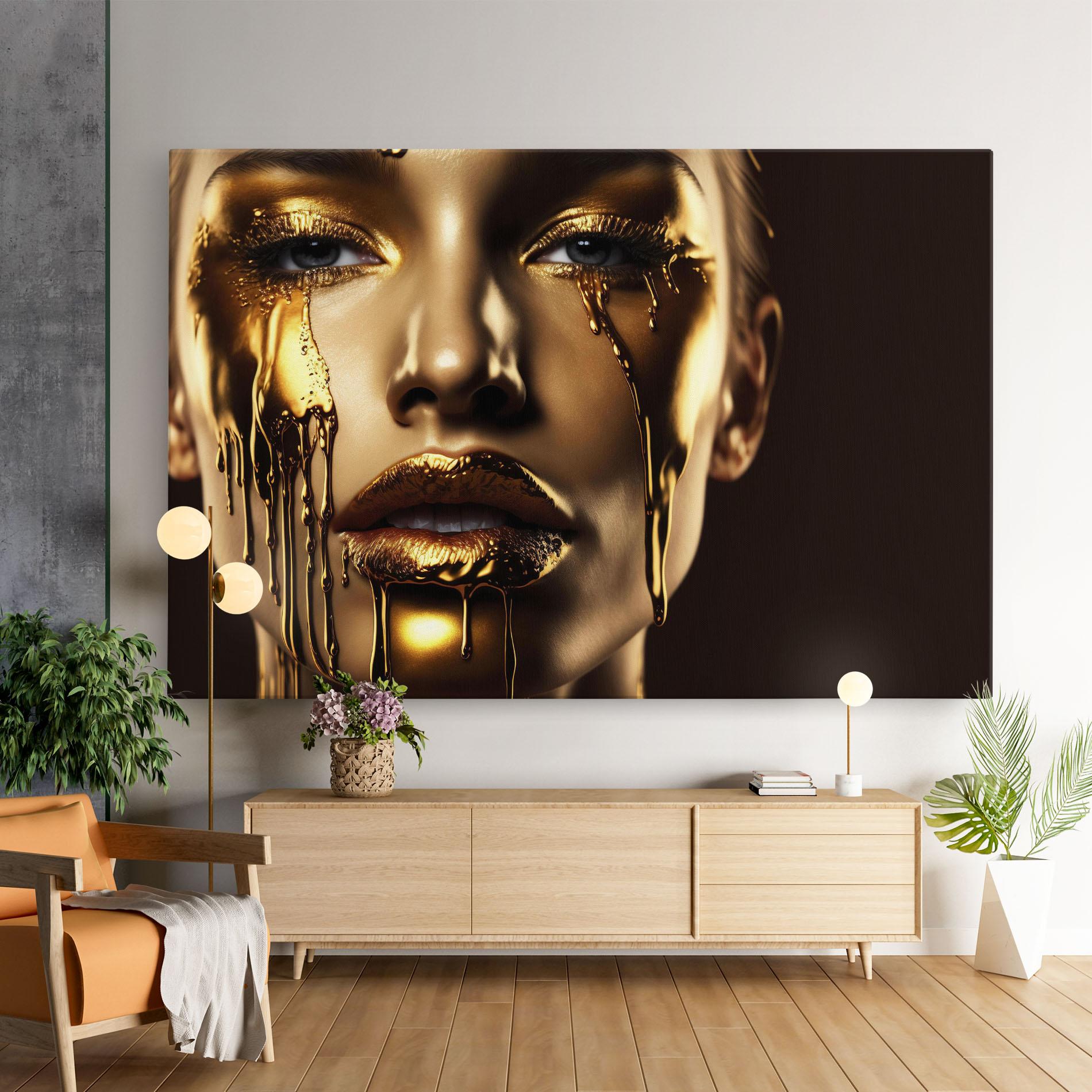 Leinwandbild Gold Dripping Makeup mockup 9