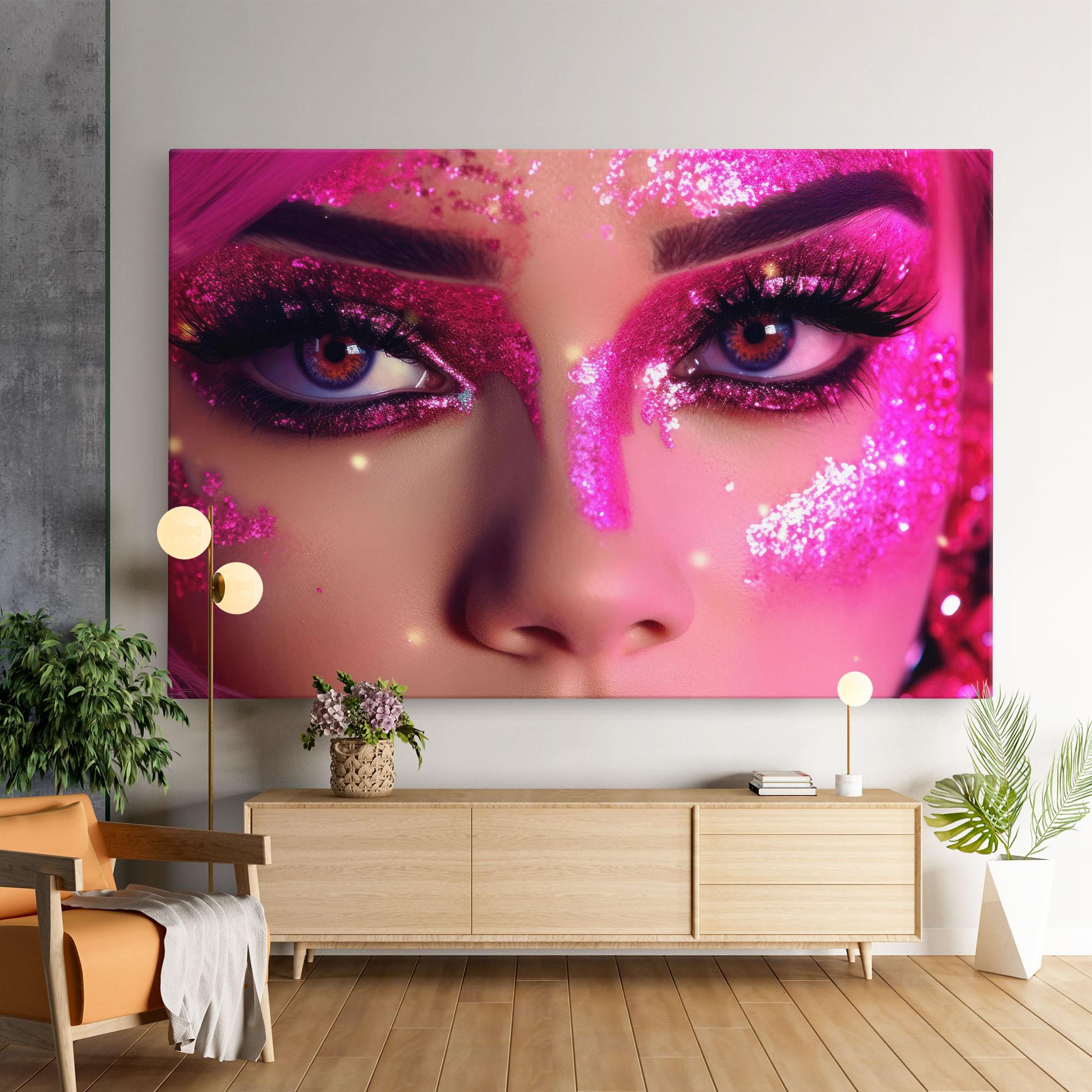 Leinwandbild Pink Glitter Makeup mockup 9