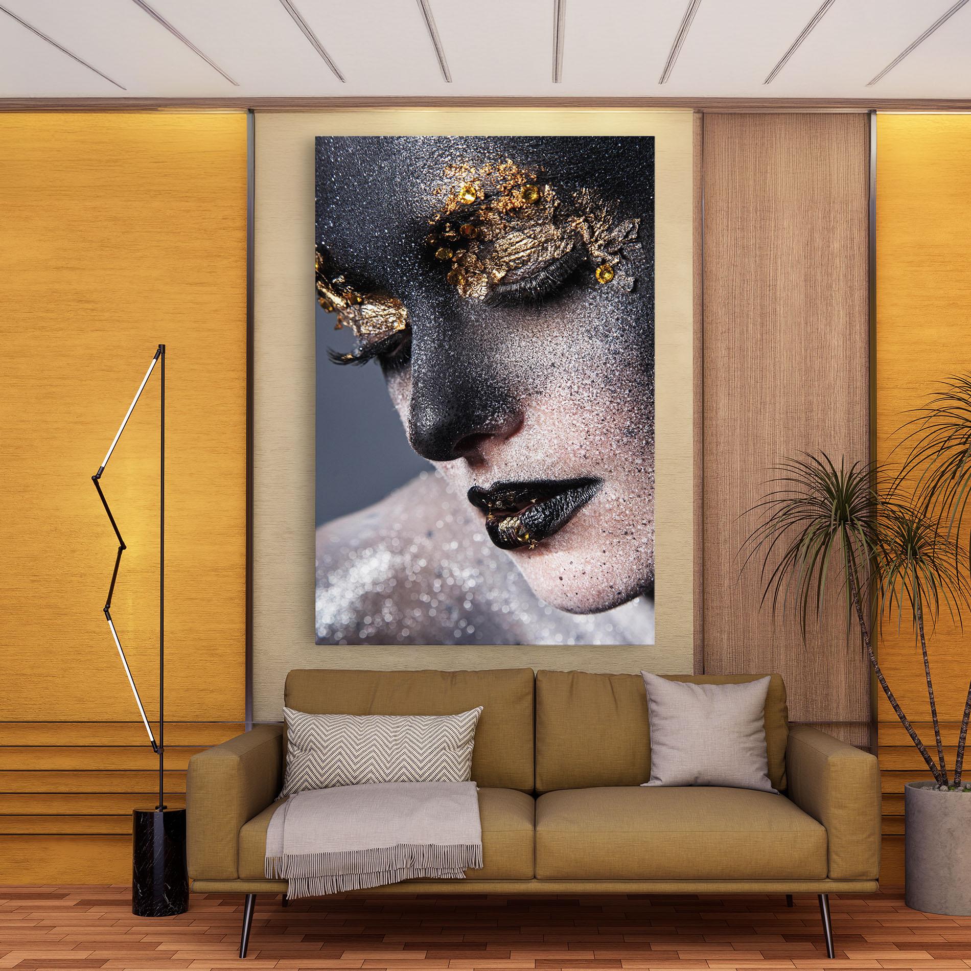 Leinwandbild Beautiful Gold Artistic Makeup mockup 9