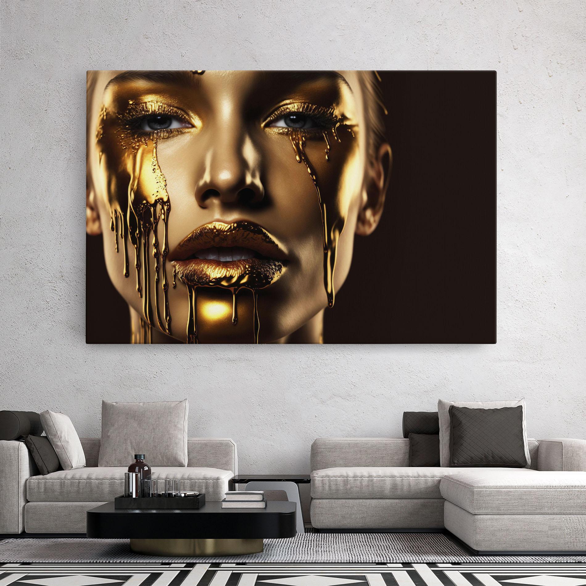Leinwandbild Gold Dripping Makeup mockup 2