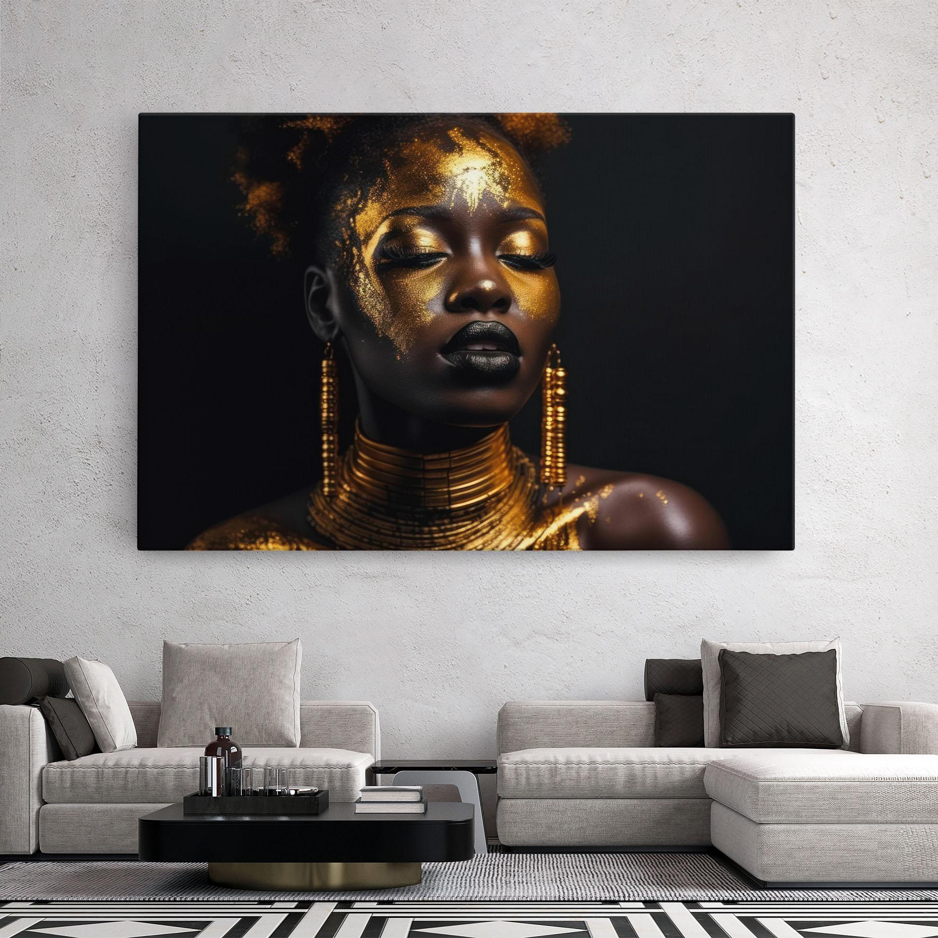 Leinwandbild Gold Makeup Black Lips mockup 2