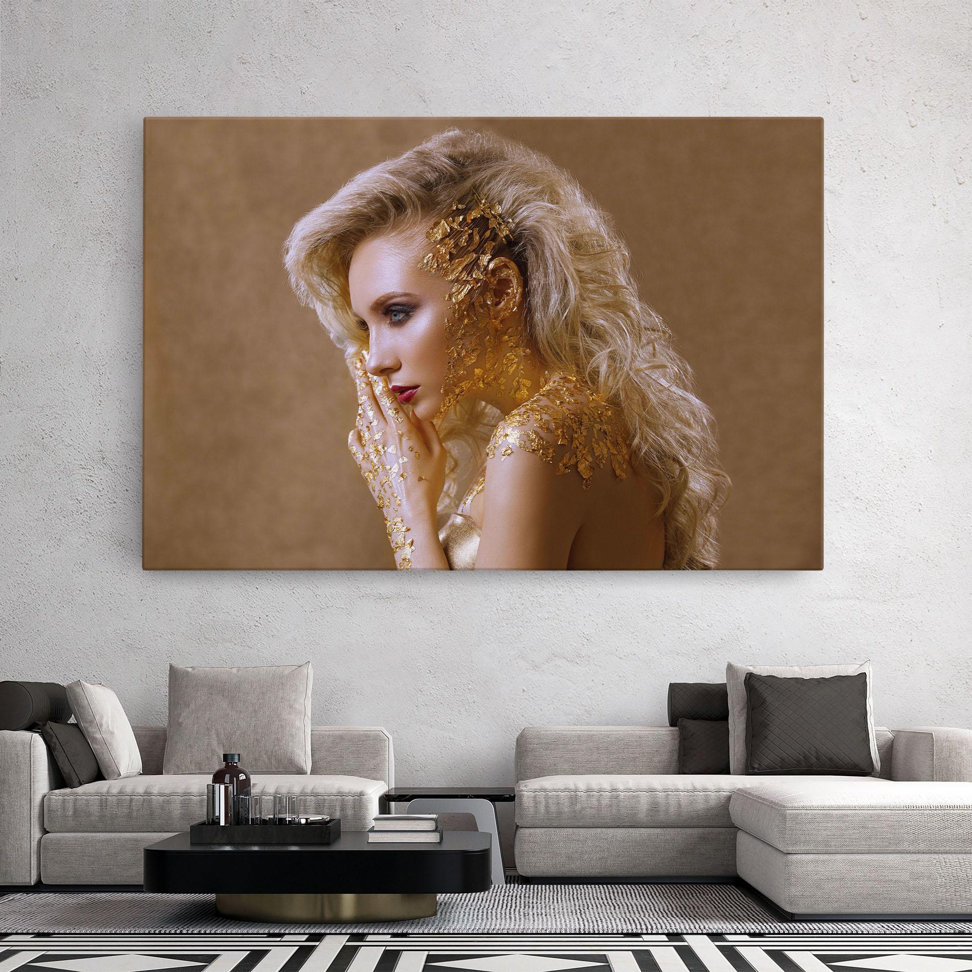Leinwandbild Gold Paper Makeup mockup 2