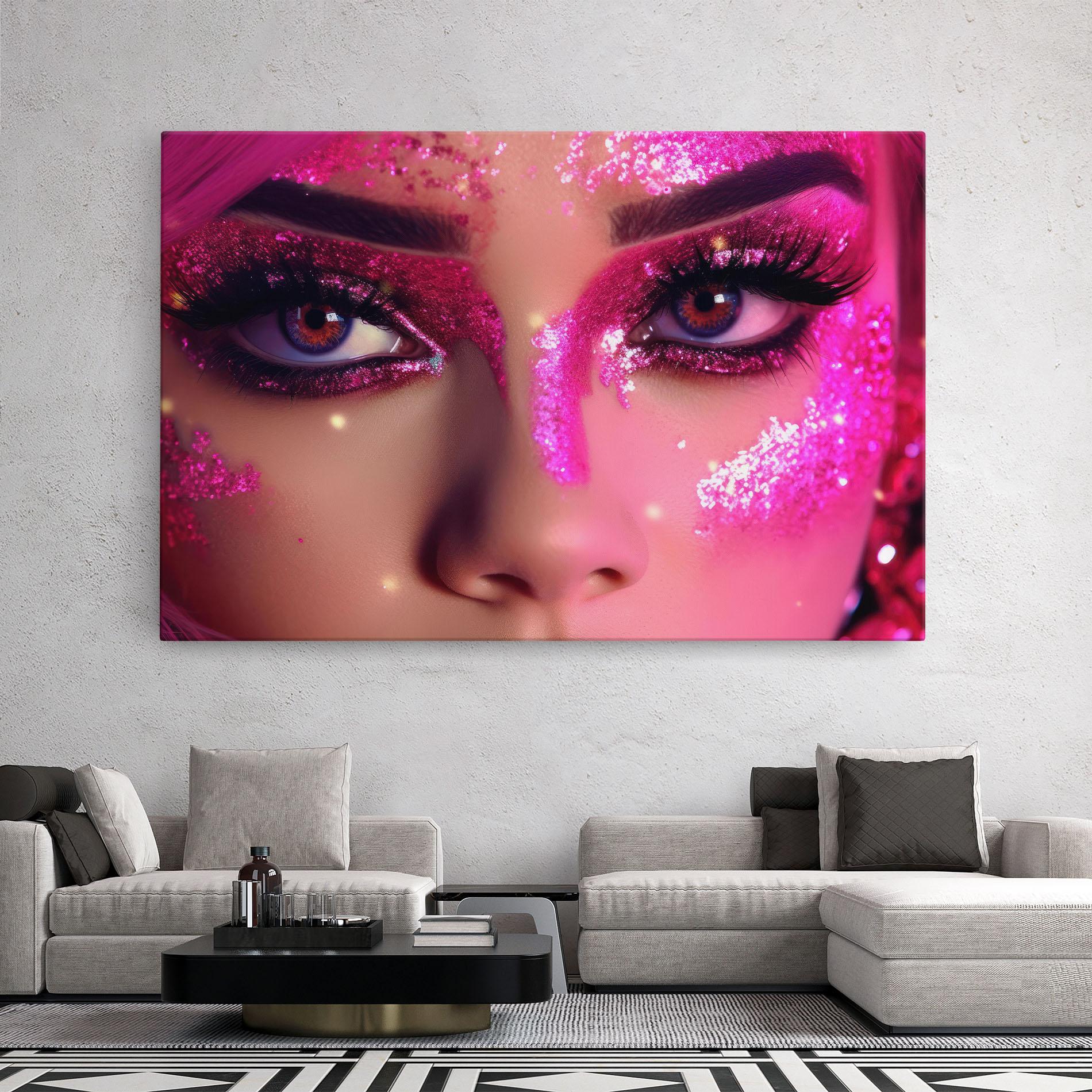 Leinwandbild Pink Glitter Makeup mockup 2