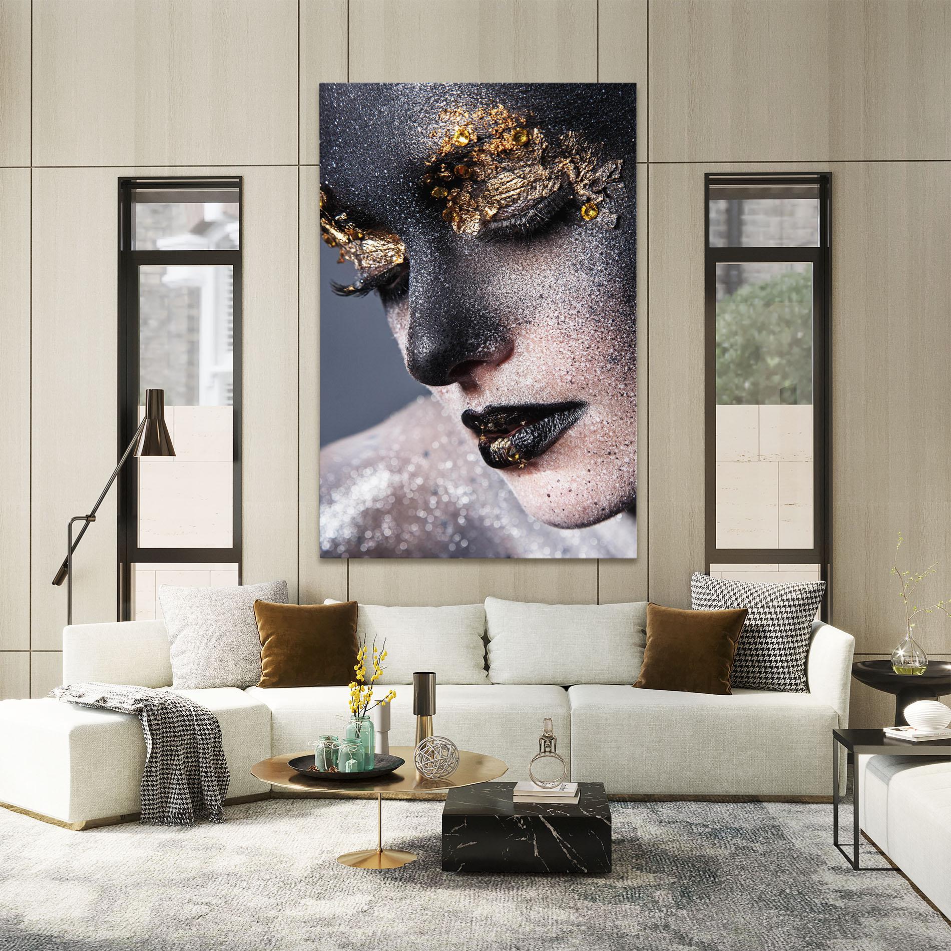 Leinwandbild Beautiful Gold Artistic Makeup mockup 2