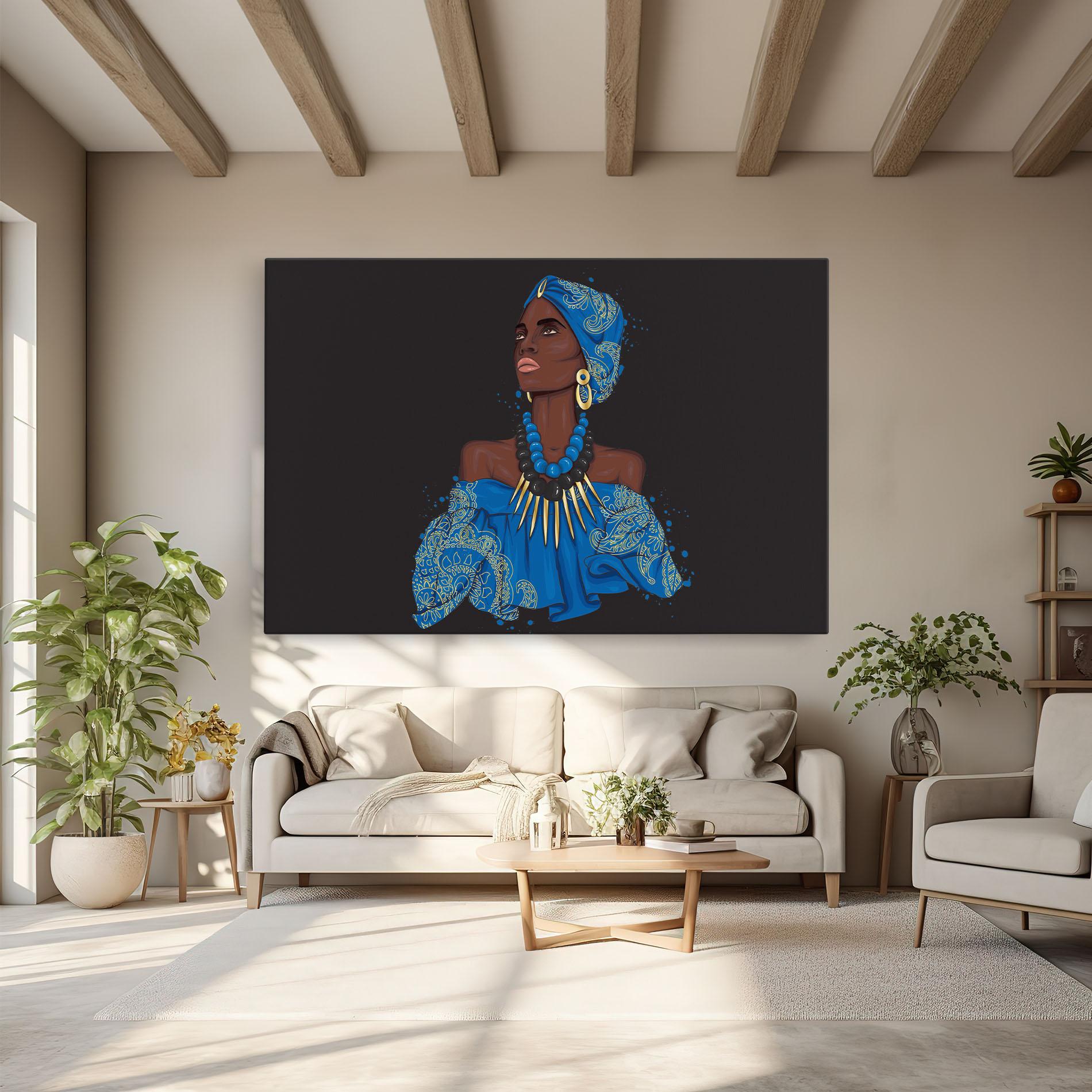 Leinwandbild Blue African Outfit mockup 6
