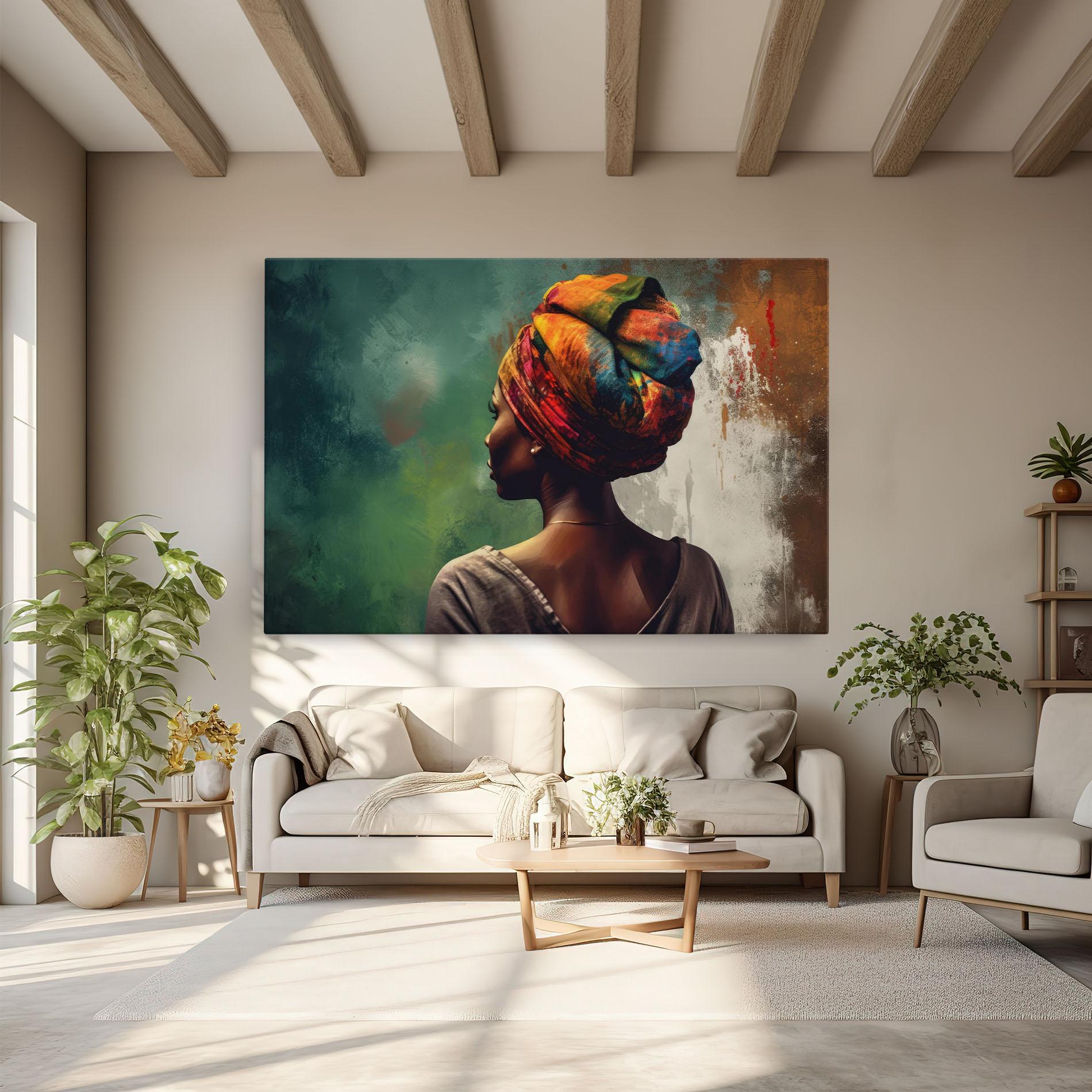 Leinwandbild Yellow Turban Art mockup 6