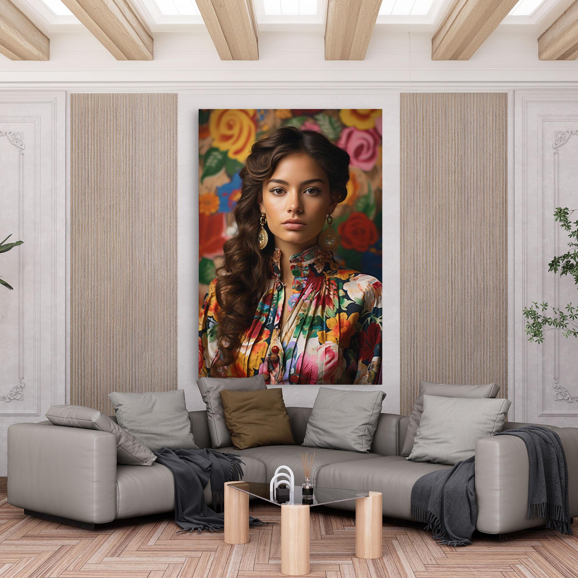 Leinwandbild Floral Dress Long Hair mockup 6