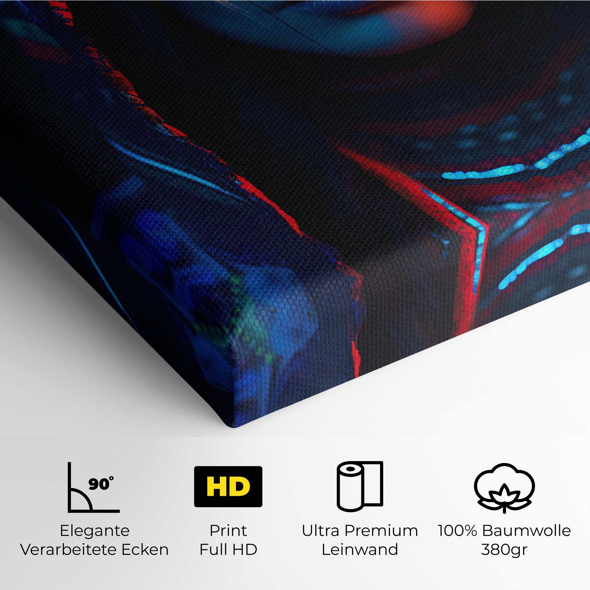 Leinwandbild Blue Red Light Hood mockup 4