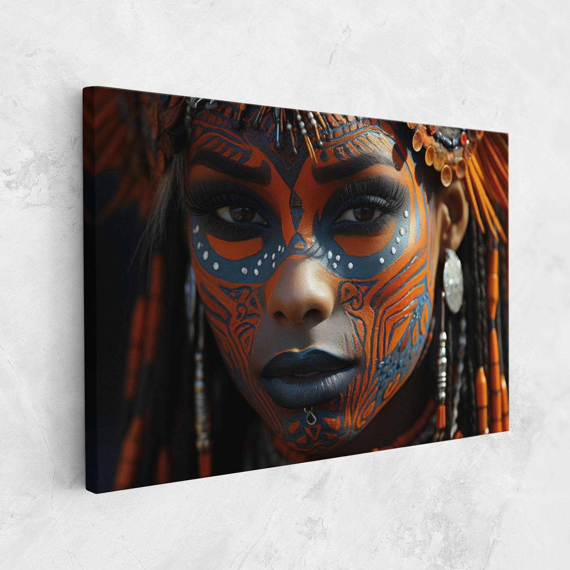 Leinwandbild Orange Tribal Paint mockup 1