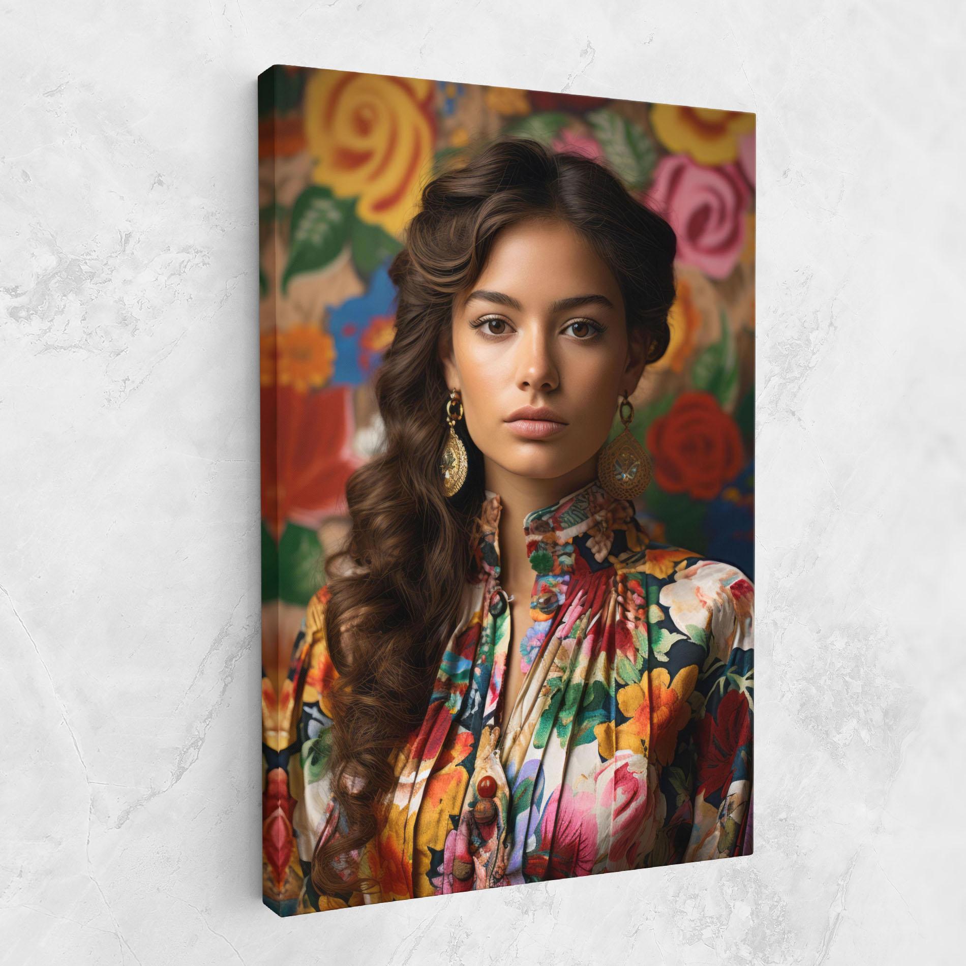 Leinwandbild Floral Dress Long Hair mockup 1