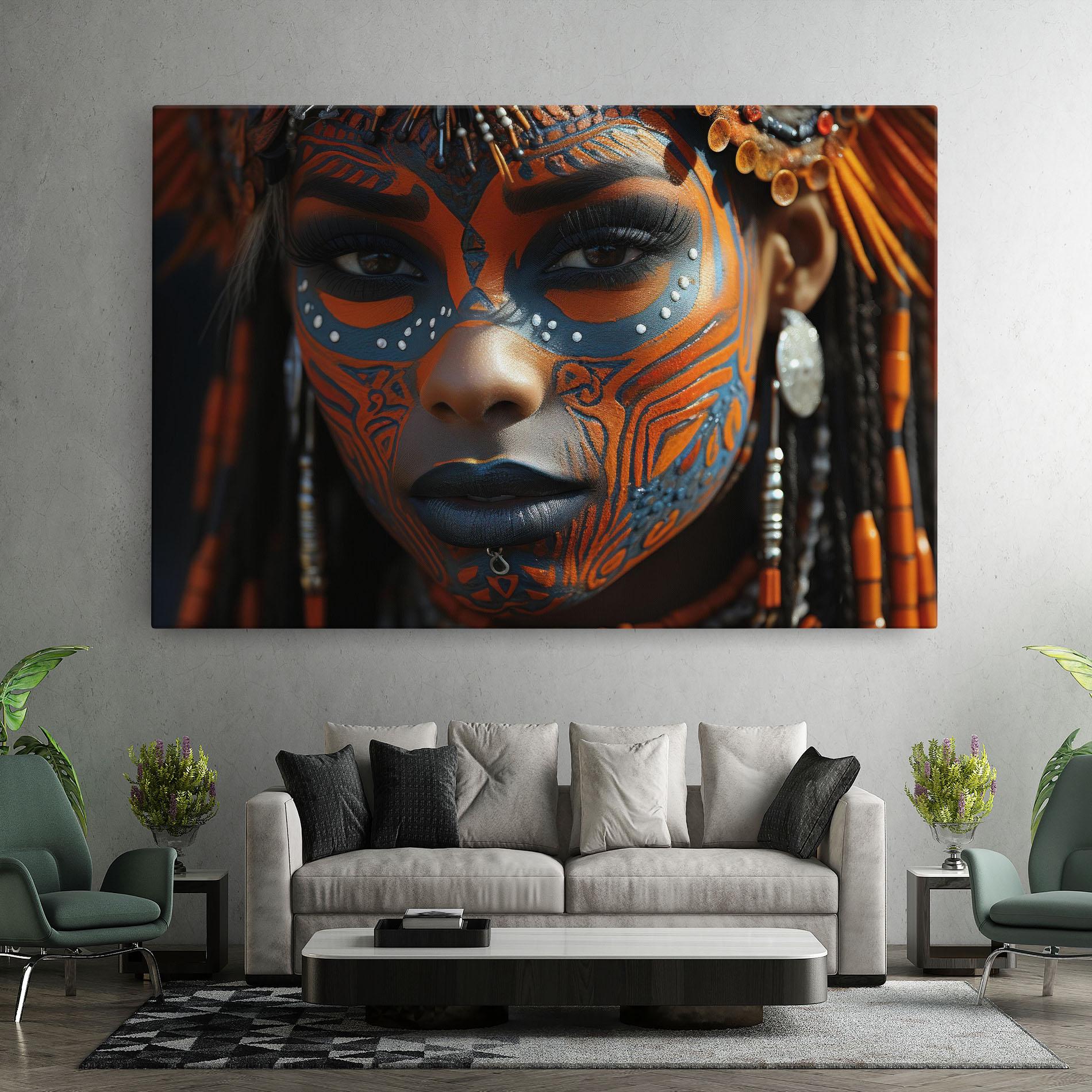 Leinwandbild Orange Tribal Paint mockup 7