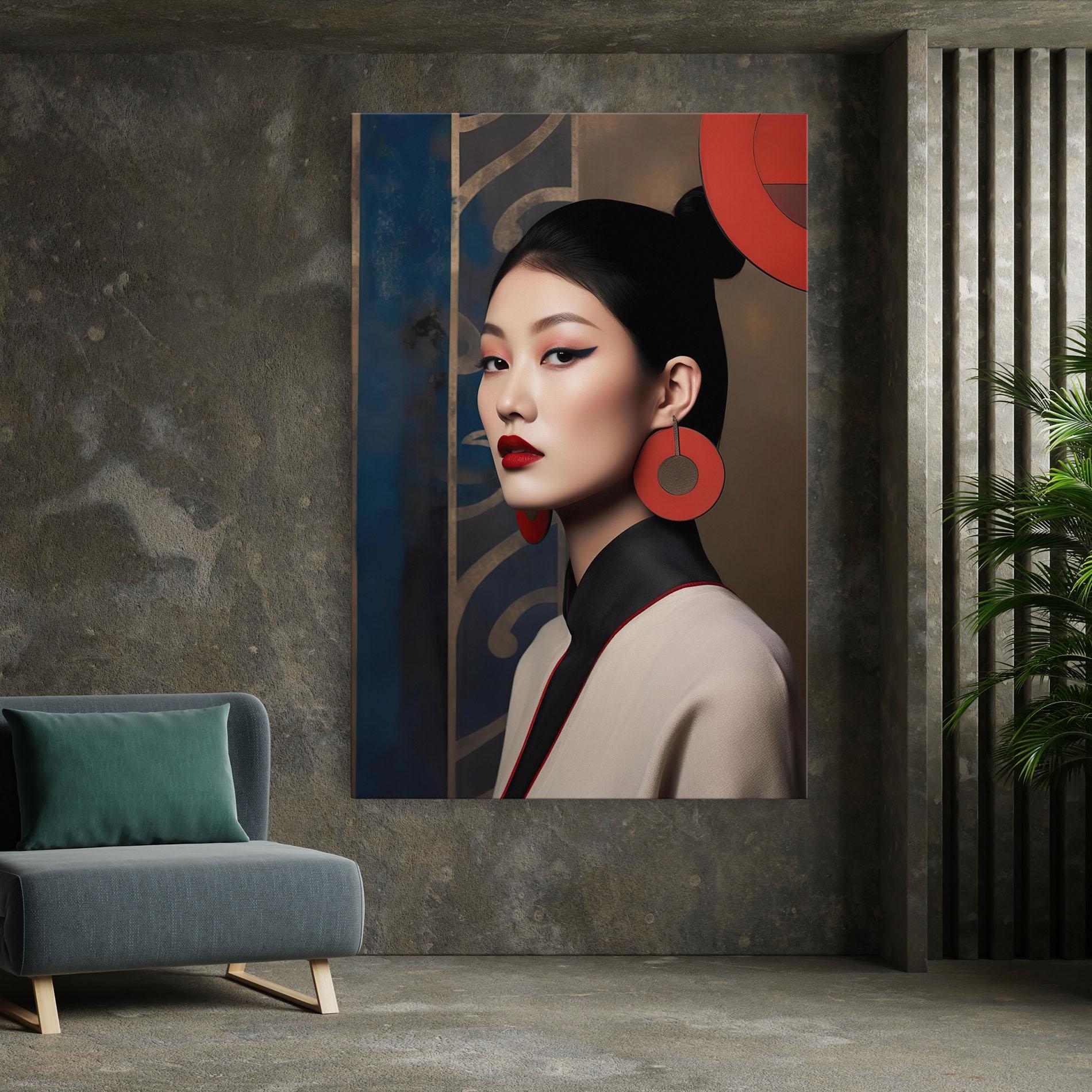 Leinwandbild Asian Big Earrings mockup 7