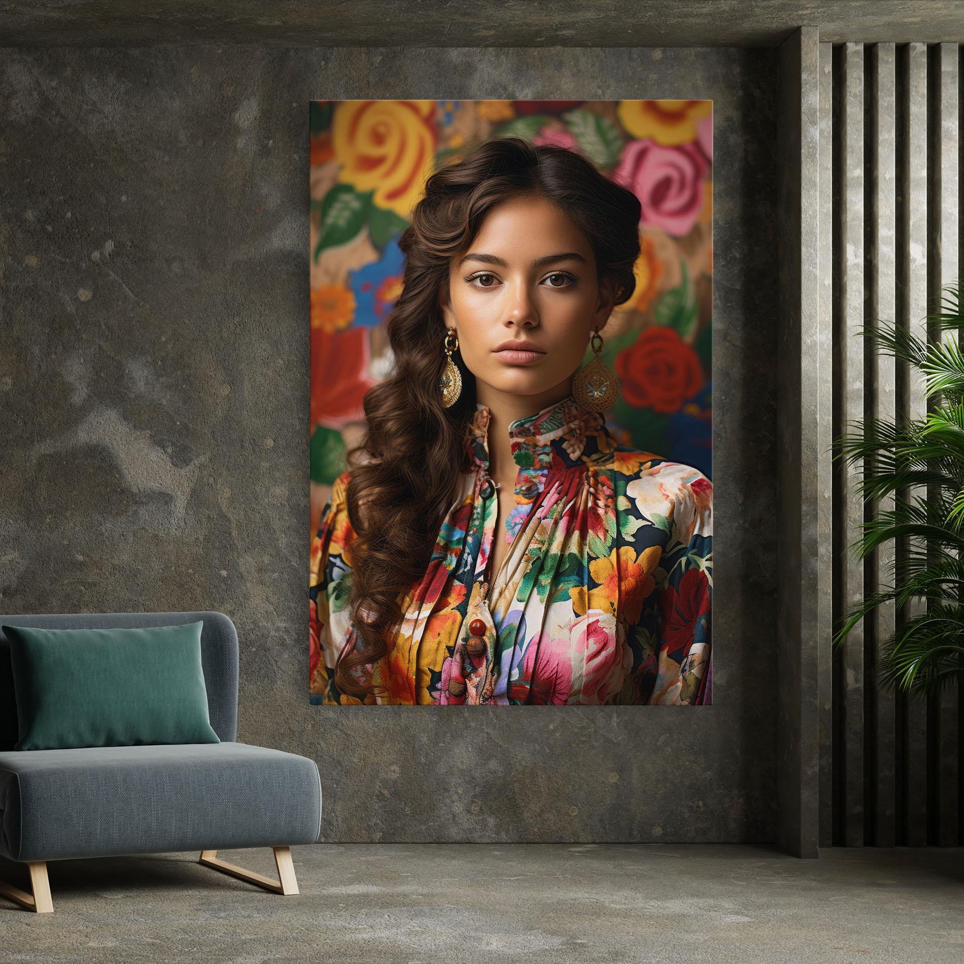 Leinwandbild Floral Dress Long Hair mockup 7