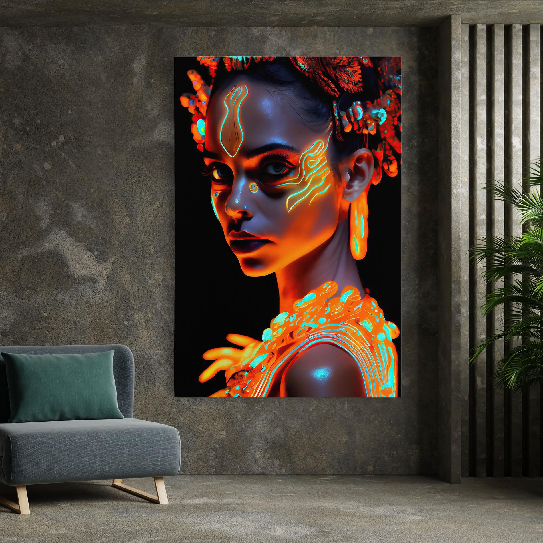 Leinwandbild Glowing Face Paint mockup 7