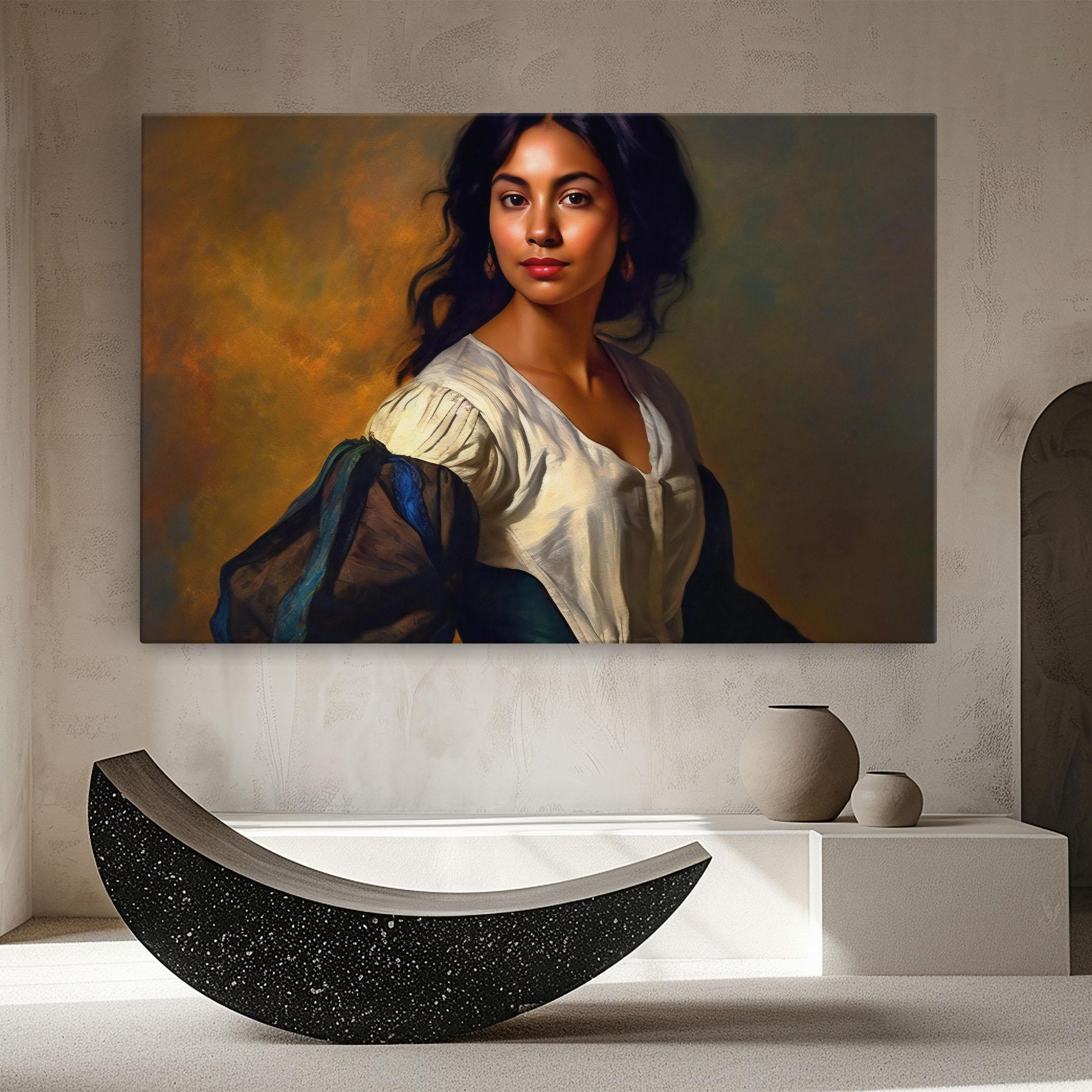 Leinwandbild Beautiful Brunette Art mockup 8