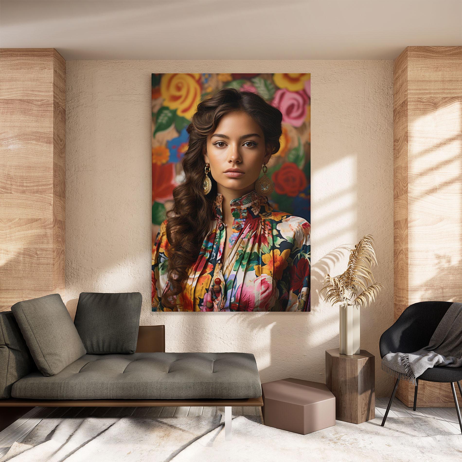 Leinwandbild Floral Dress Long Hair mockup 8