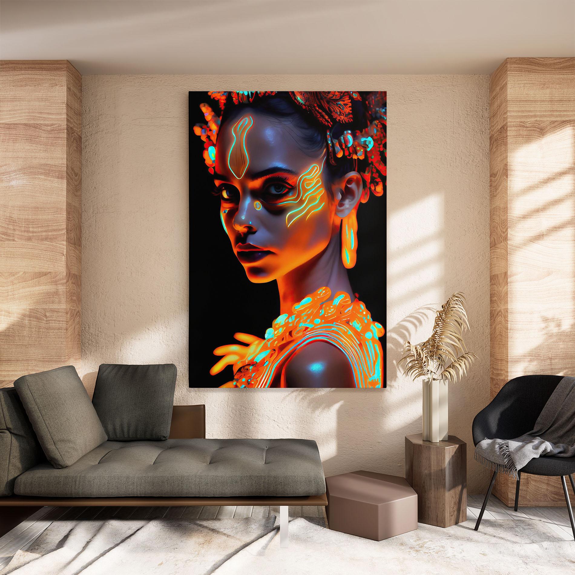 Leinwandbild Glowing Face Paint mockup 8