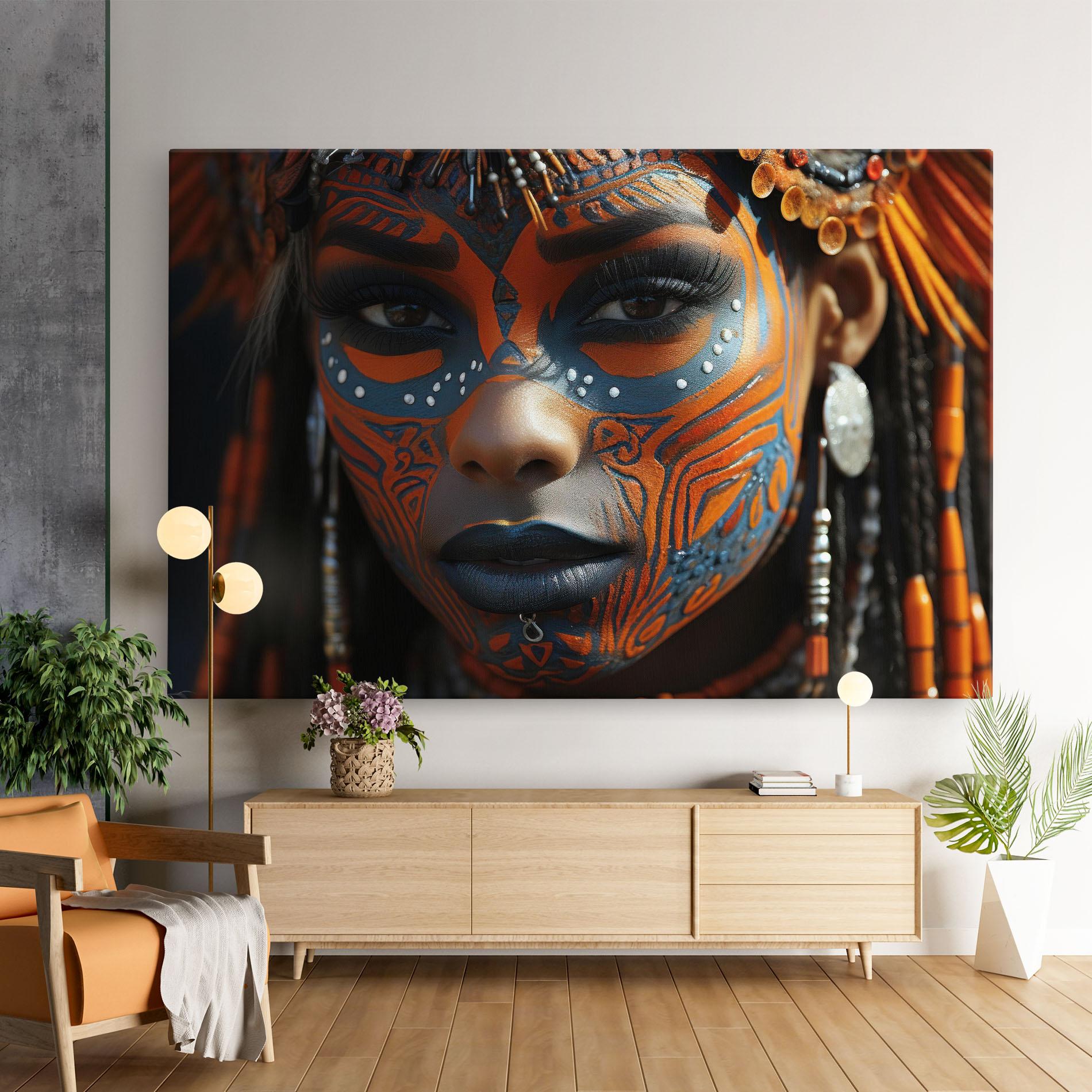 Leinwandbild Orange Tribal Paint mockup 9