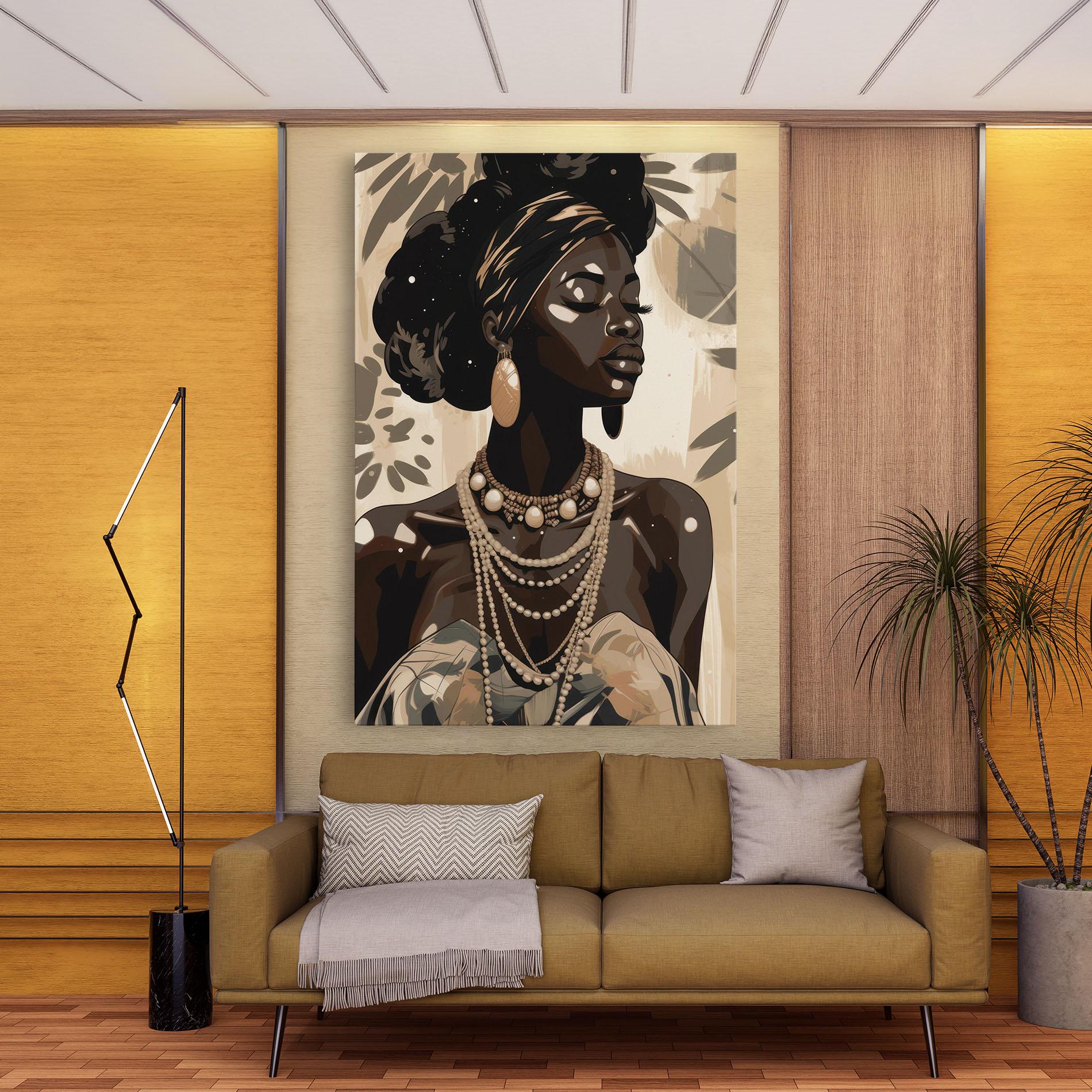 Leinwandbild African Woman On Cream mockup 9