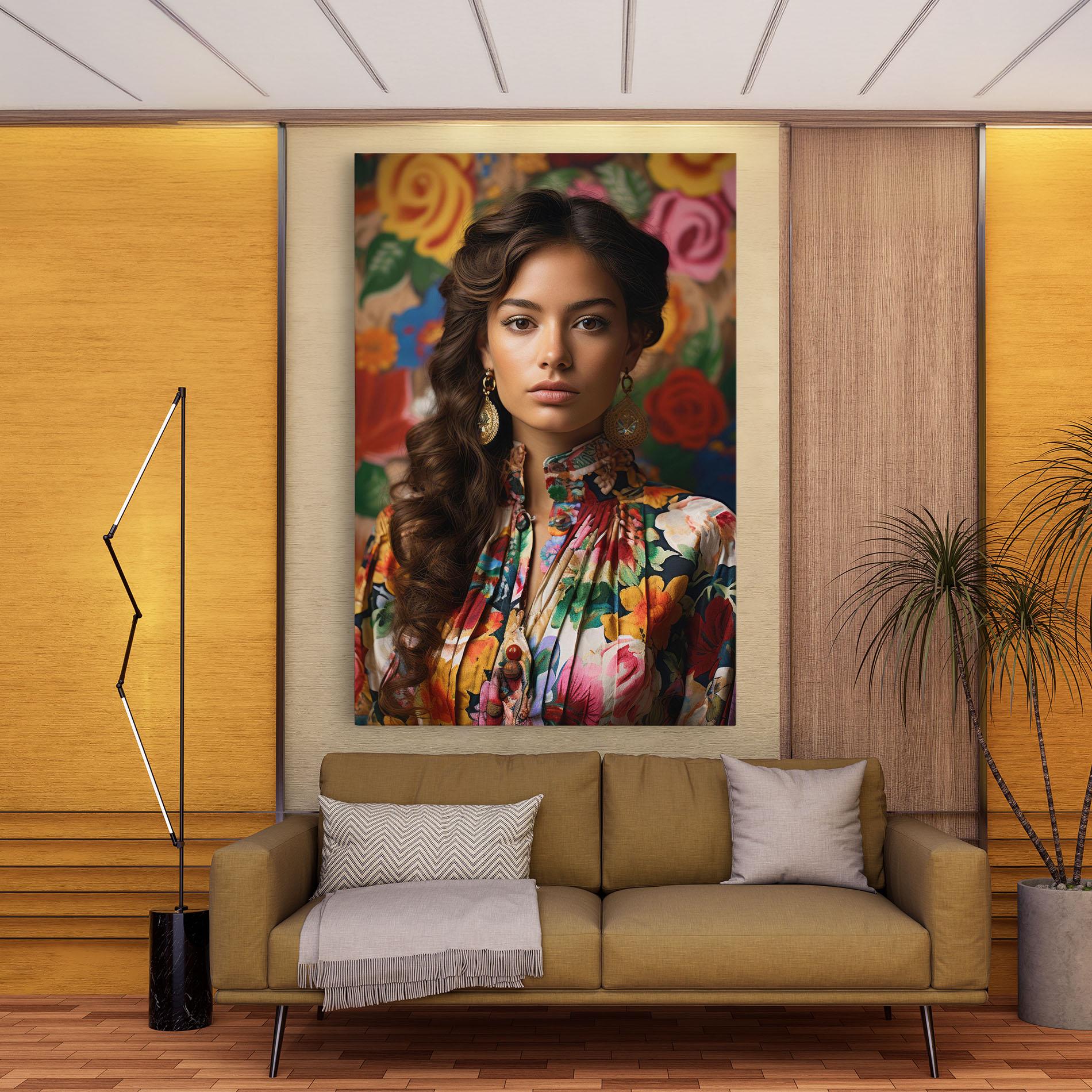 Leinwandbild Floral Dress Long Hair mockup 9