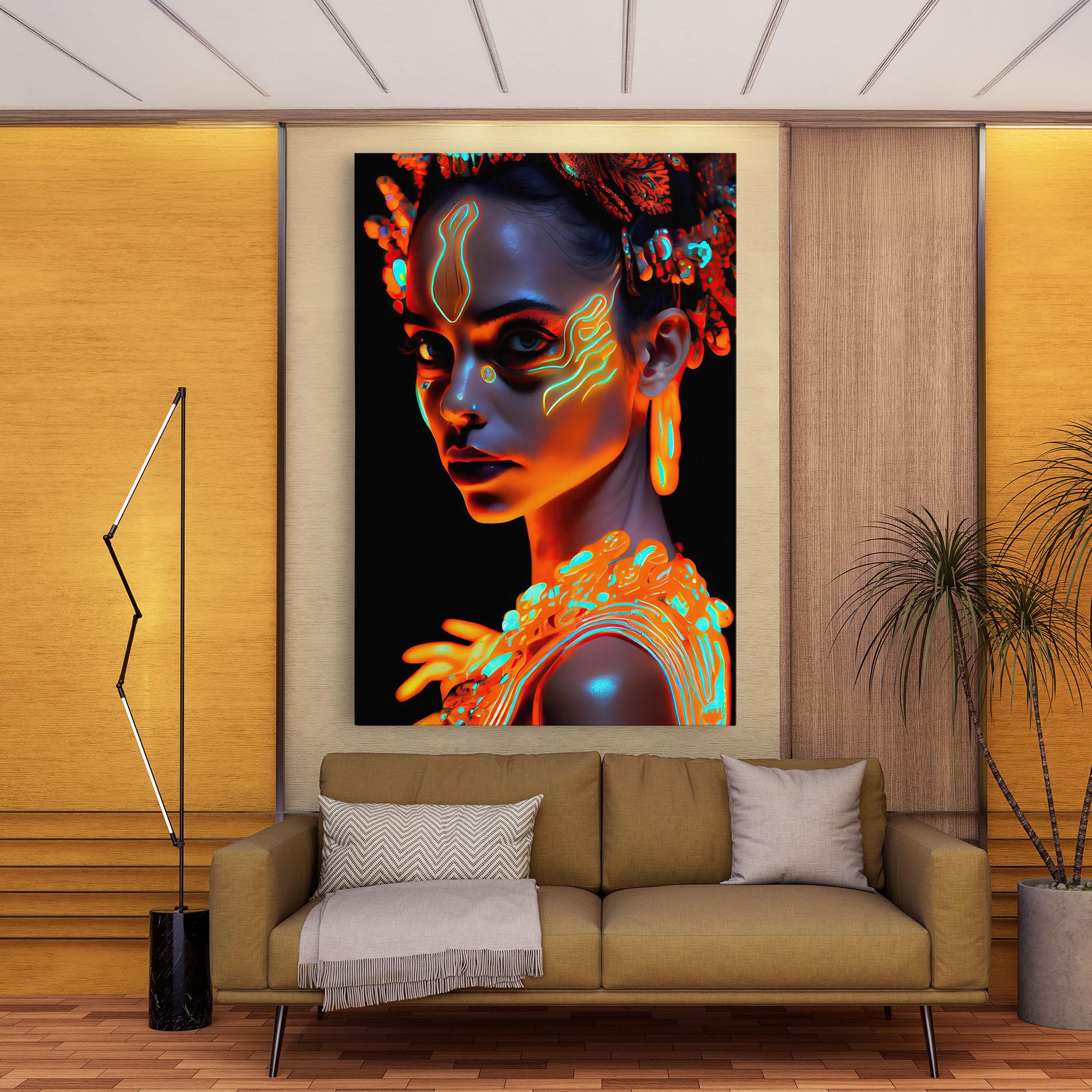 Leinwandbild Glowing Face Paint mockup 9