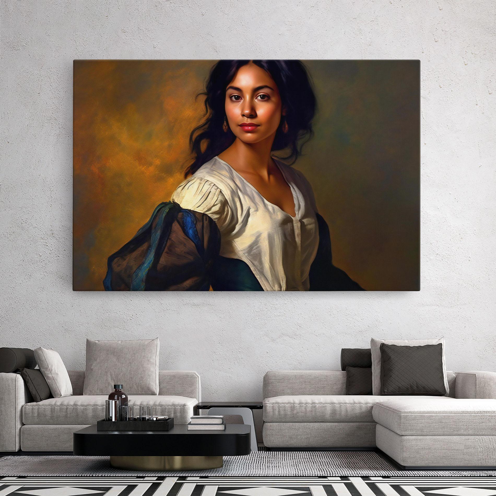 Leinwandbild Beautiful Brunette Art mockup 2