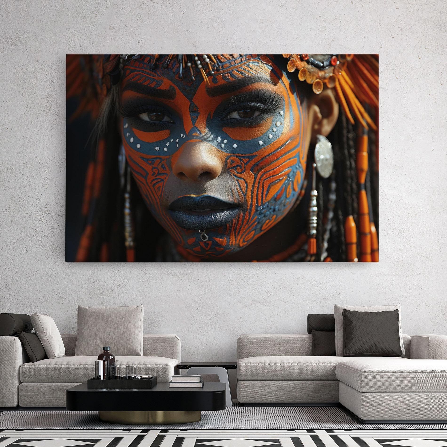 Leinwandbild Orange Tribal Paint mockup 2