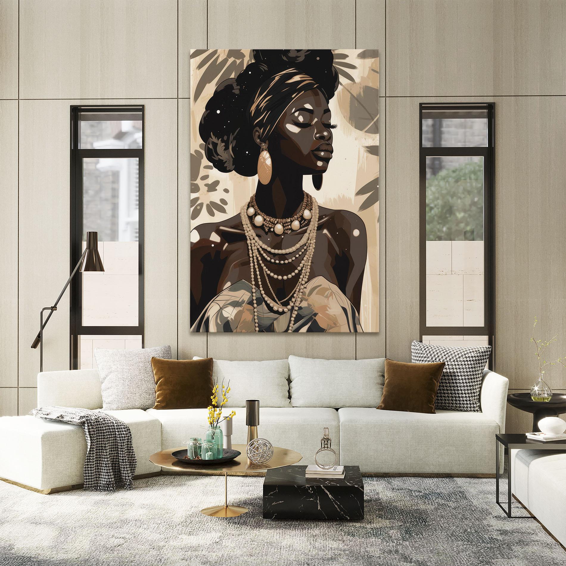 Leinwandbild African Woman On Cream mockup 2