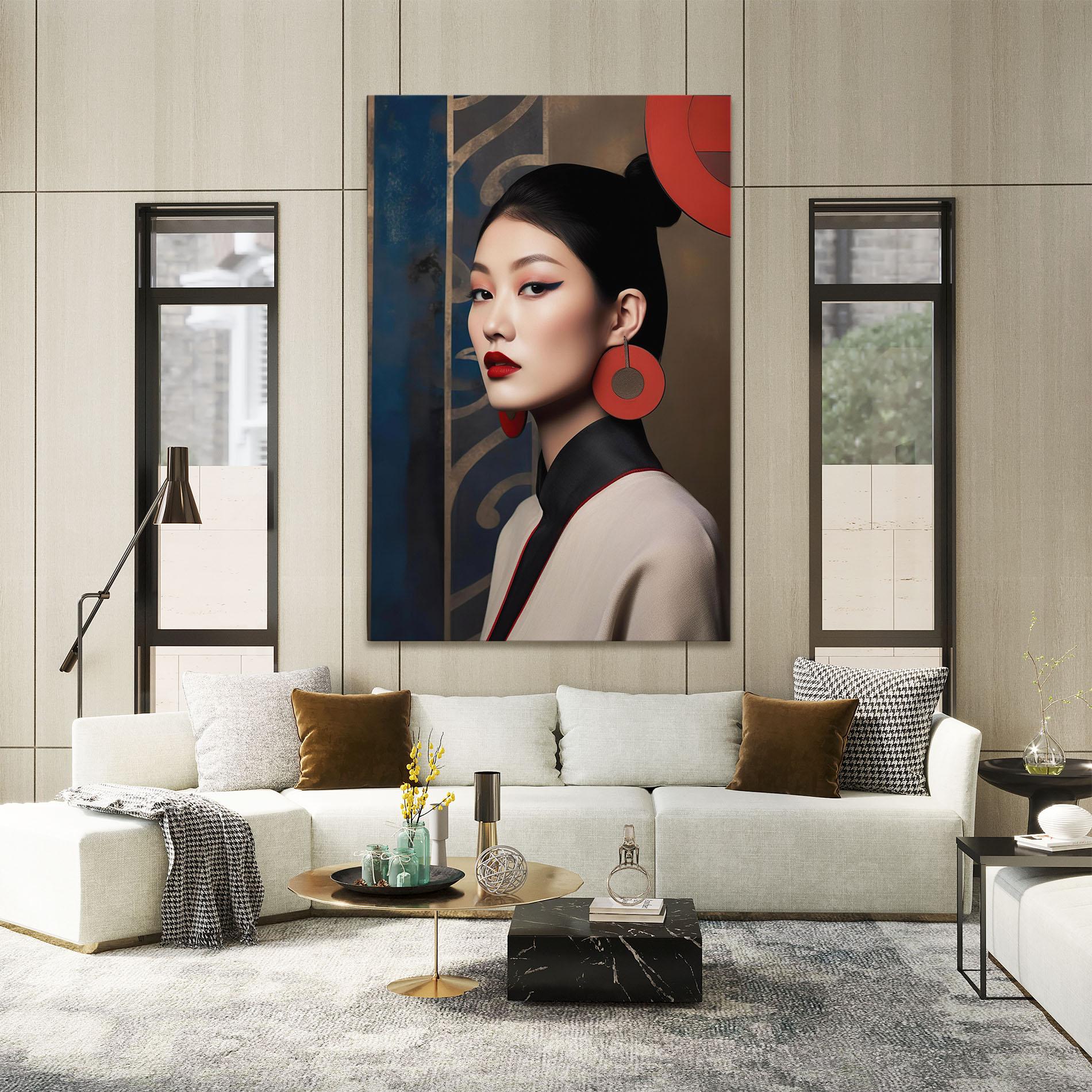 Leinwandbild Asian Big Earrings mockup 2