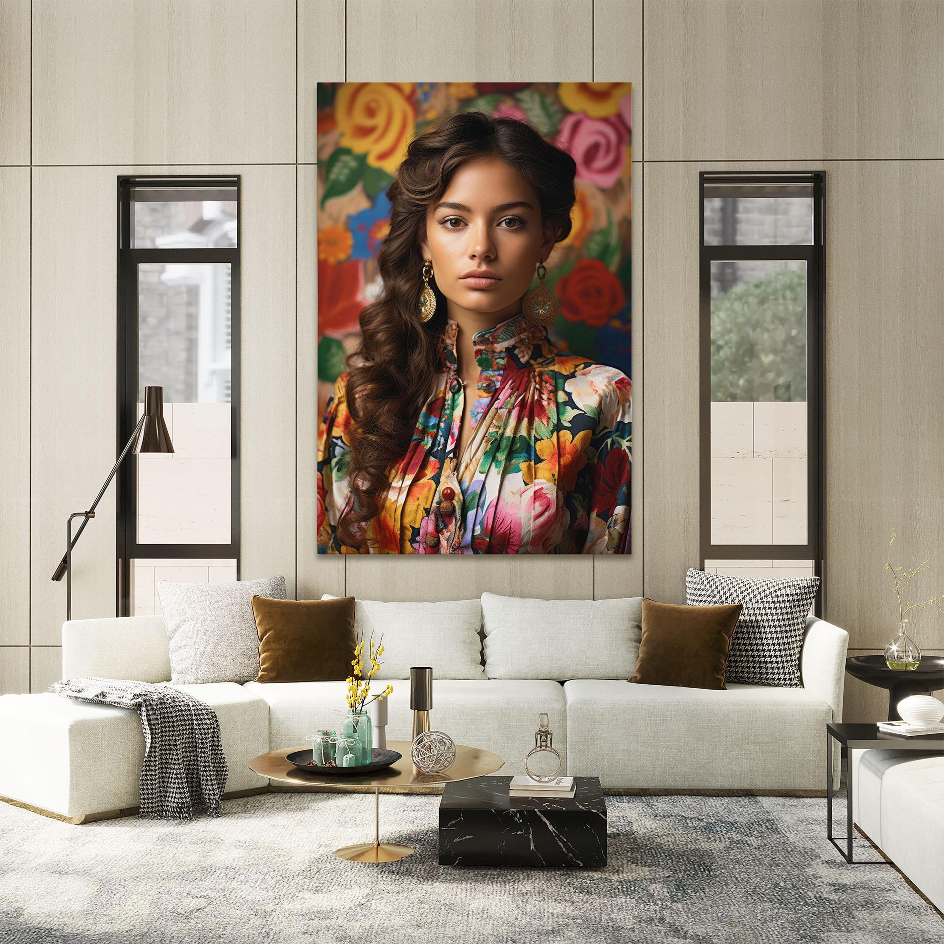 Leinwandbild Floral Dress Long Hair mockup 2