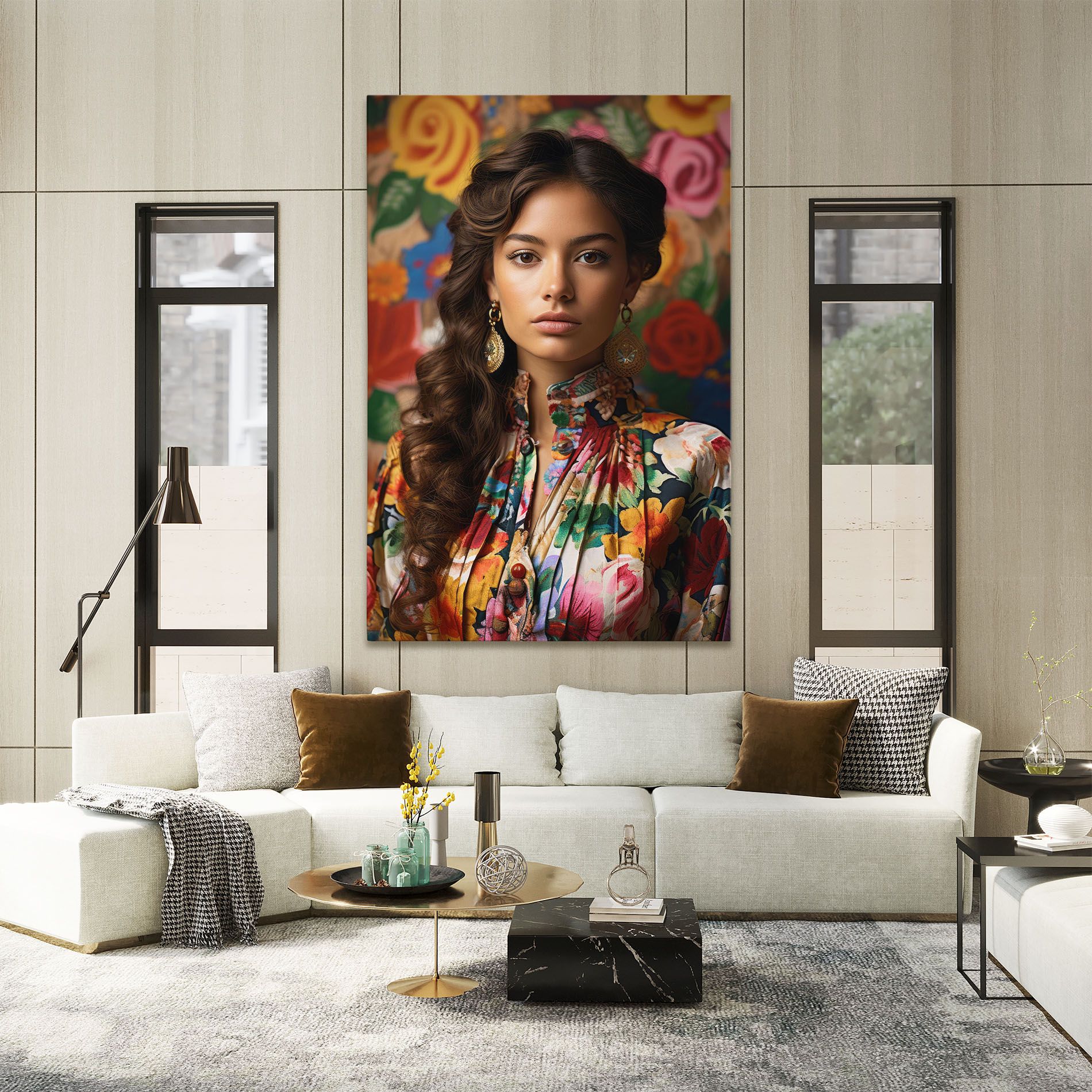 Floral Dress Long Hair mockup 2