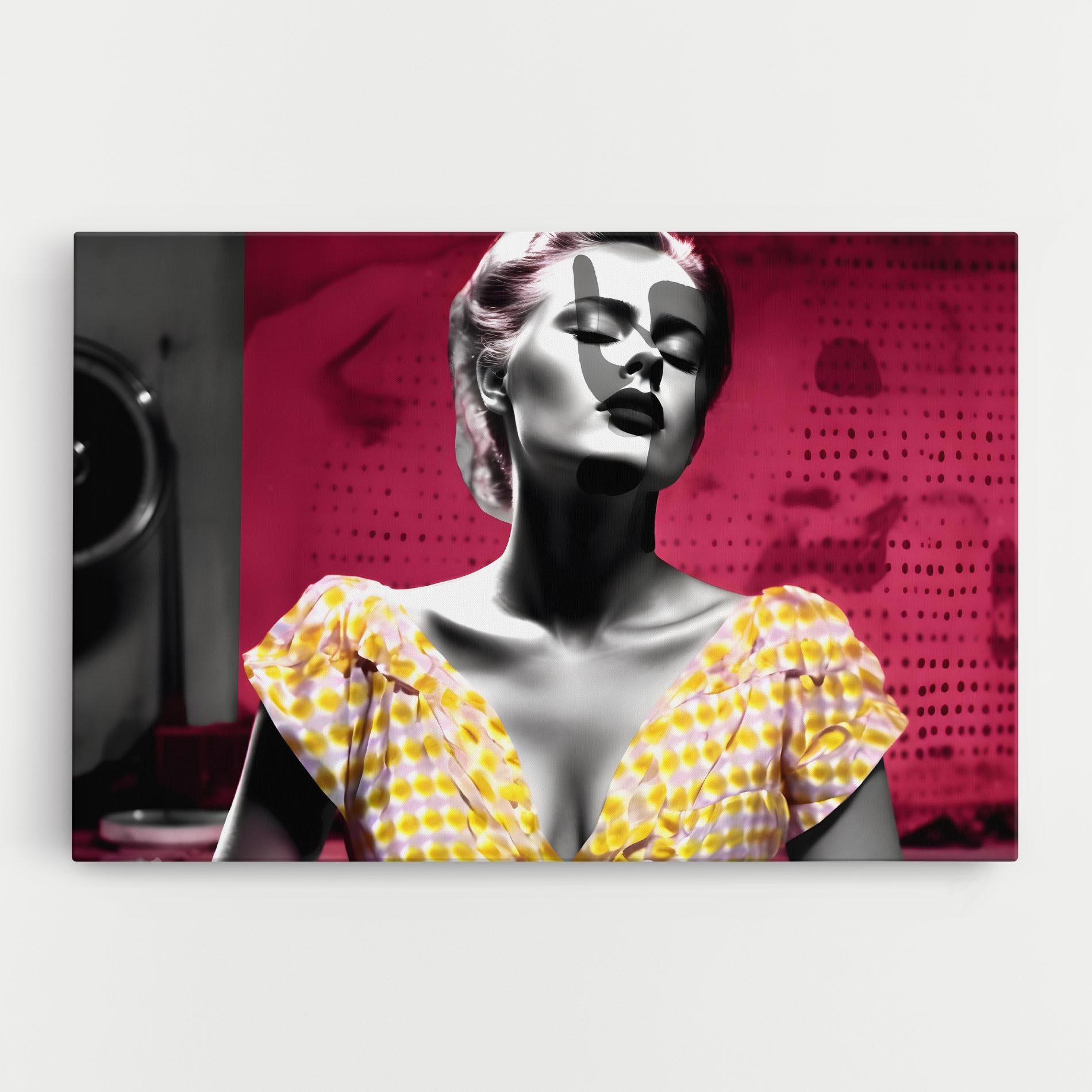 Leinwandbild Yellow Dress On Pink mockup 0