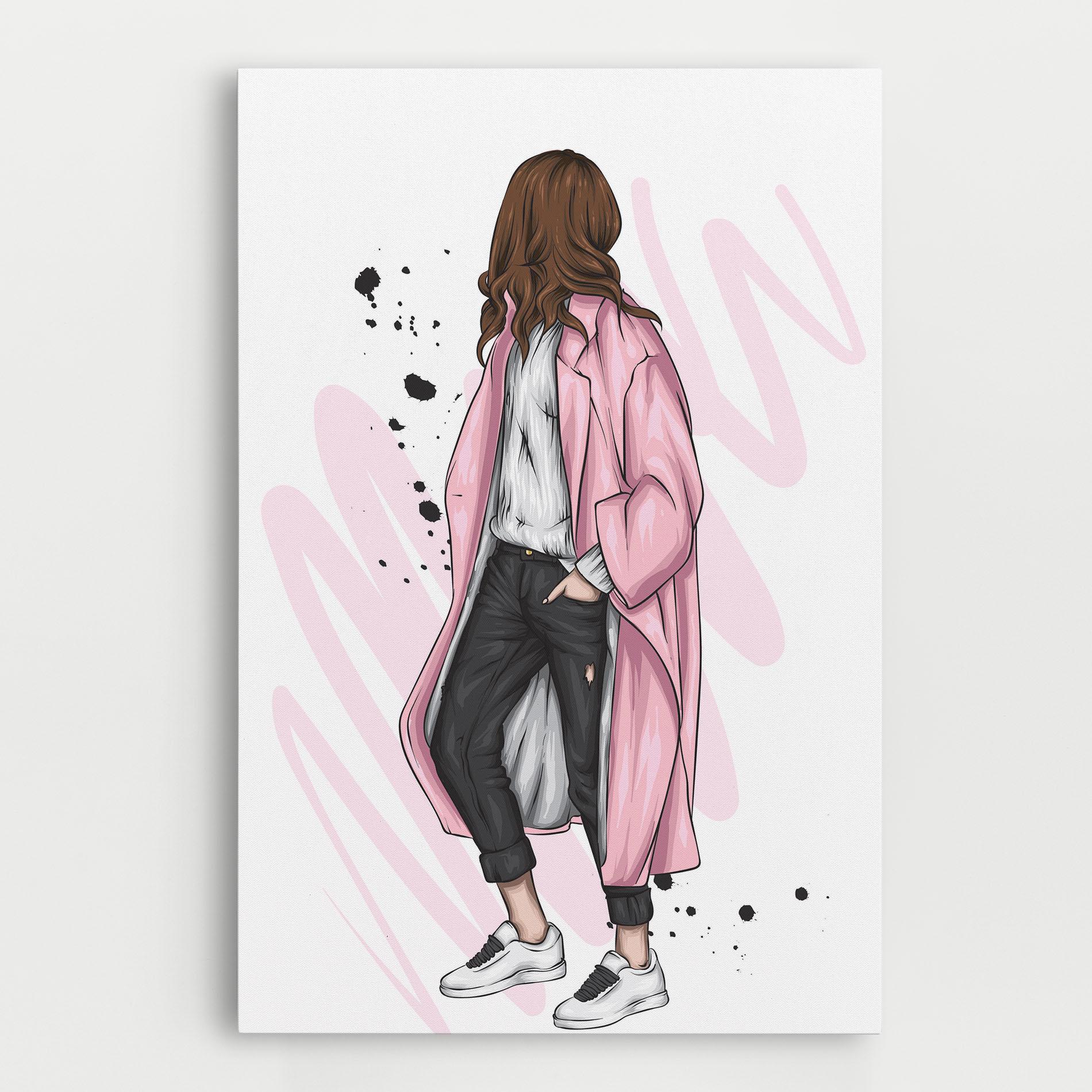 Leinwandbild Pink Coat Woman mockup 0