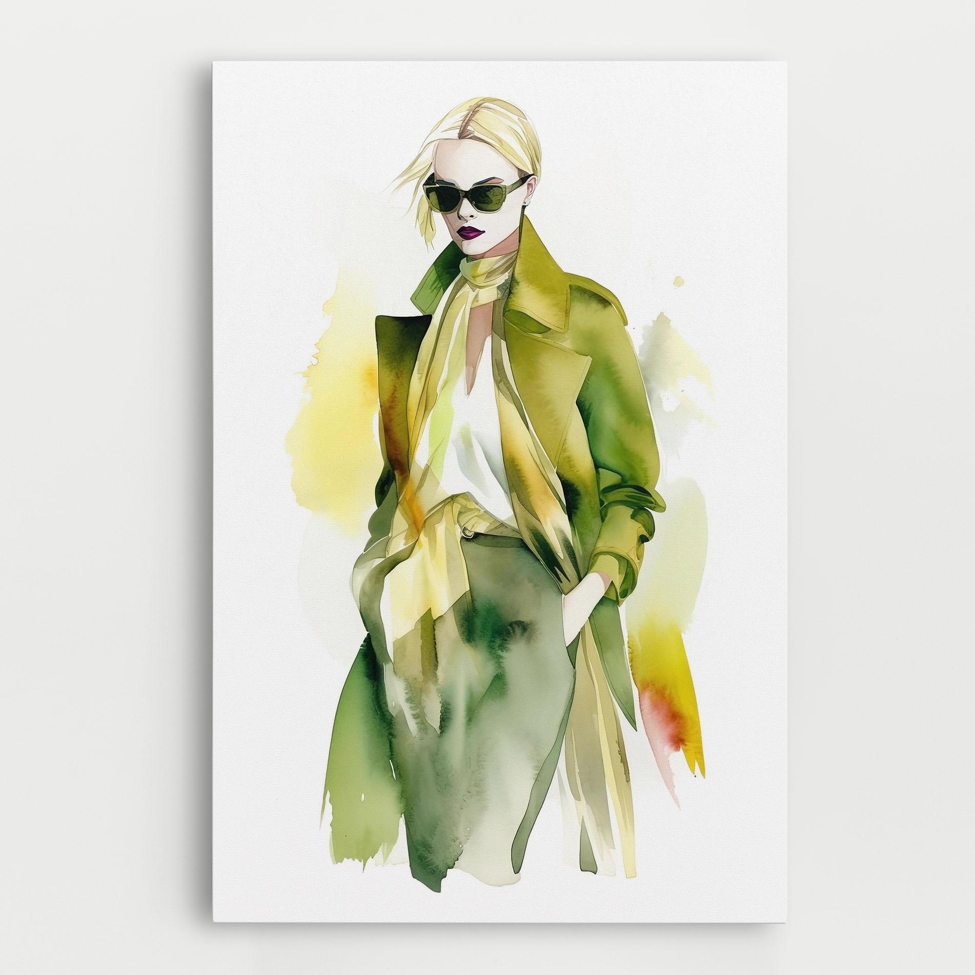 Leinwandbild Woman Green Fashion mockup 0