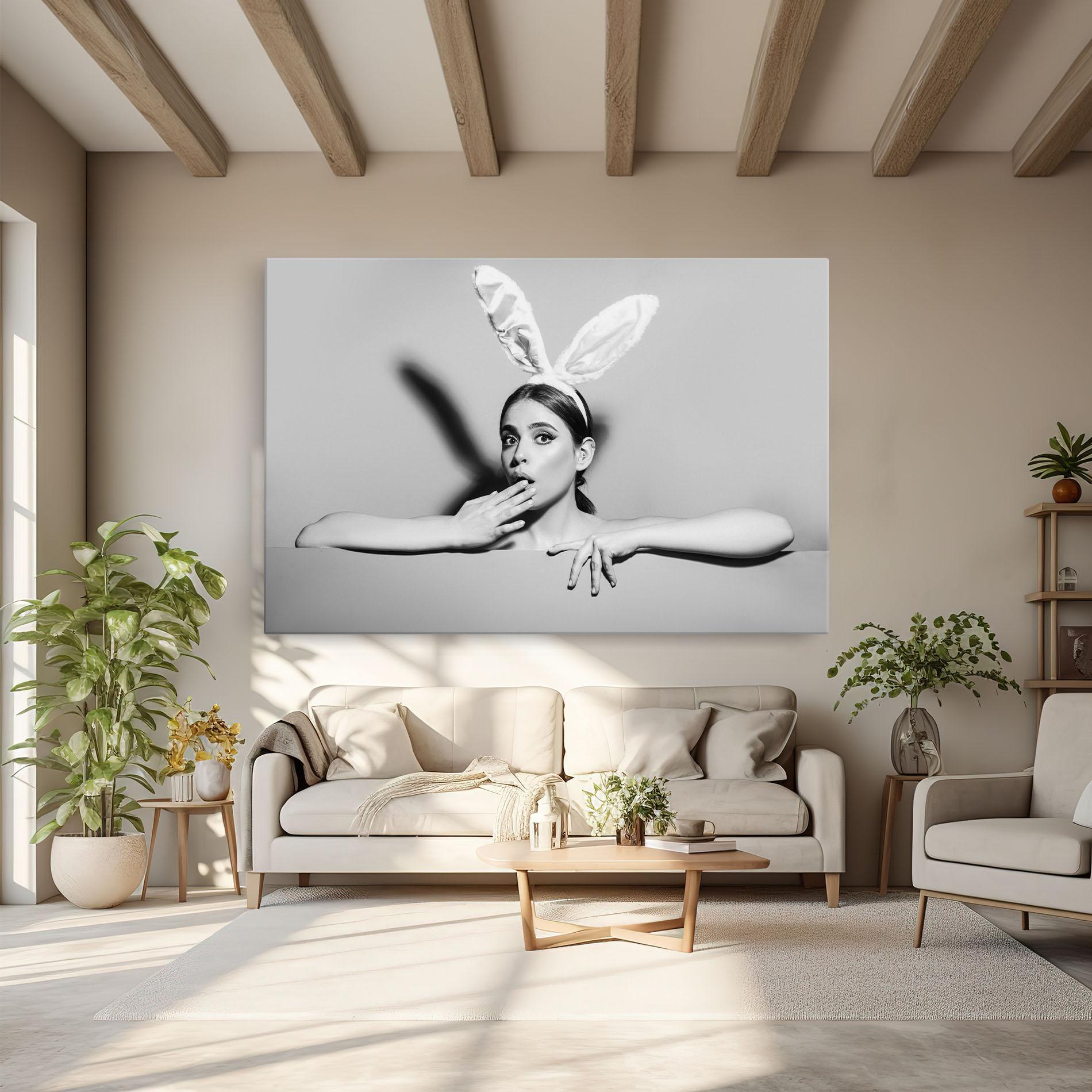 Leinwandbild Bunny Ears Peeking mockup 6