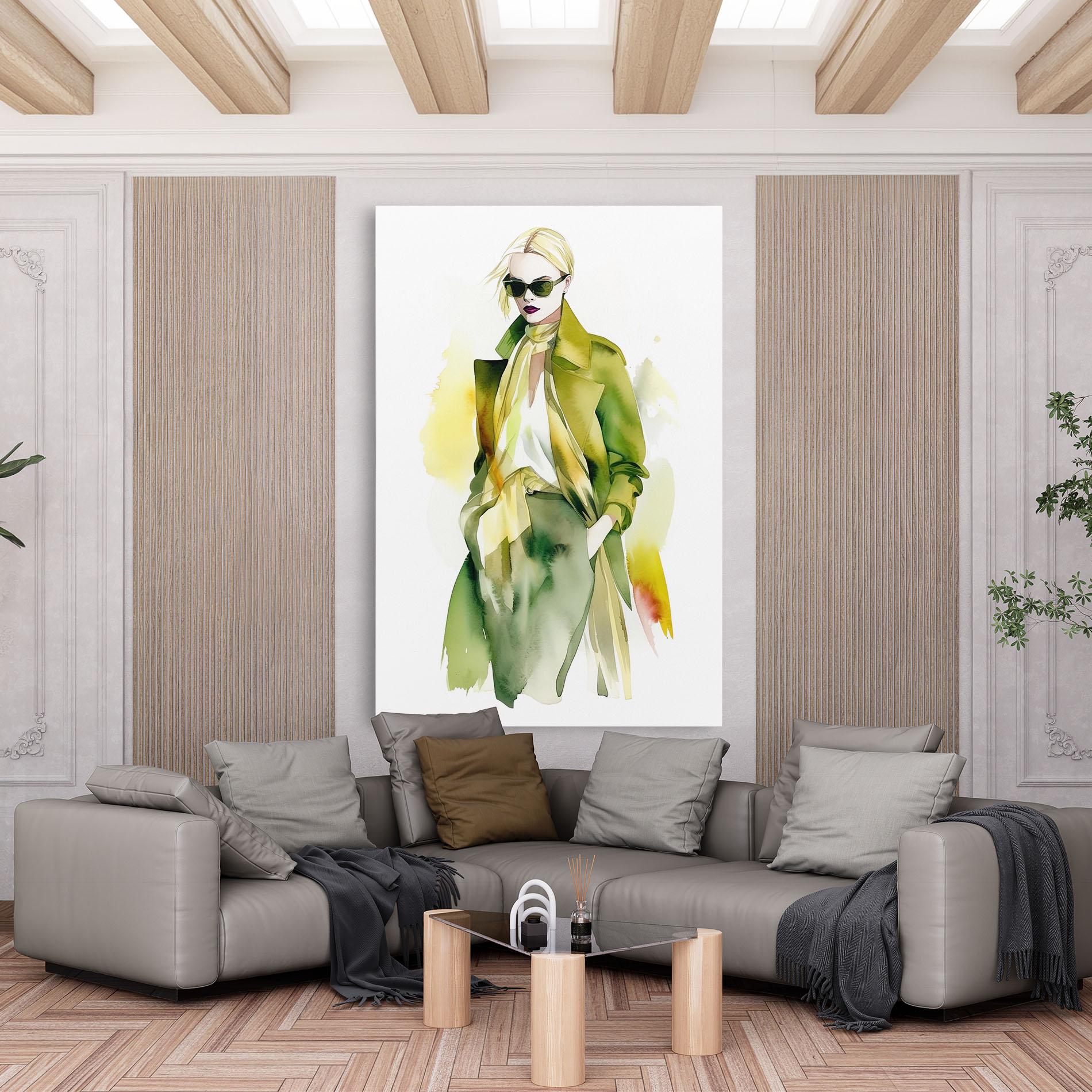 Leinwandbild Woman Green Fashion mockup 6