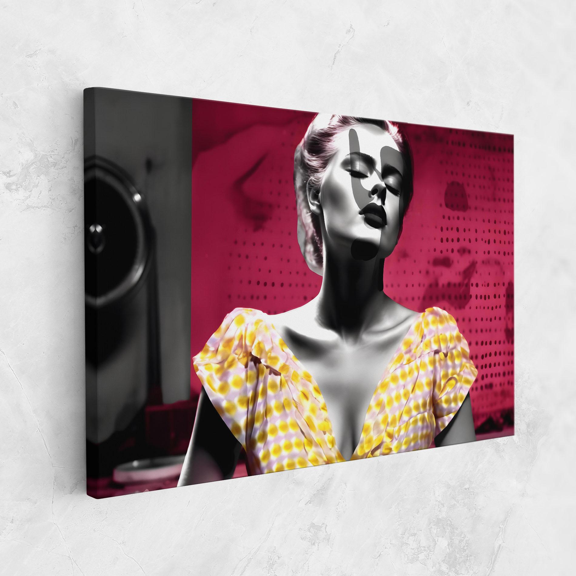 Leinwandbild Yellow Dress On Pink mockup 1