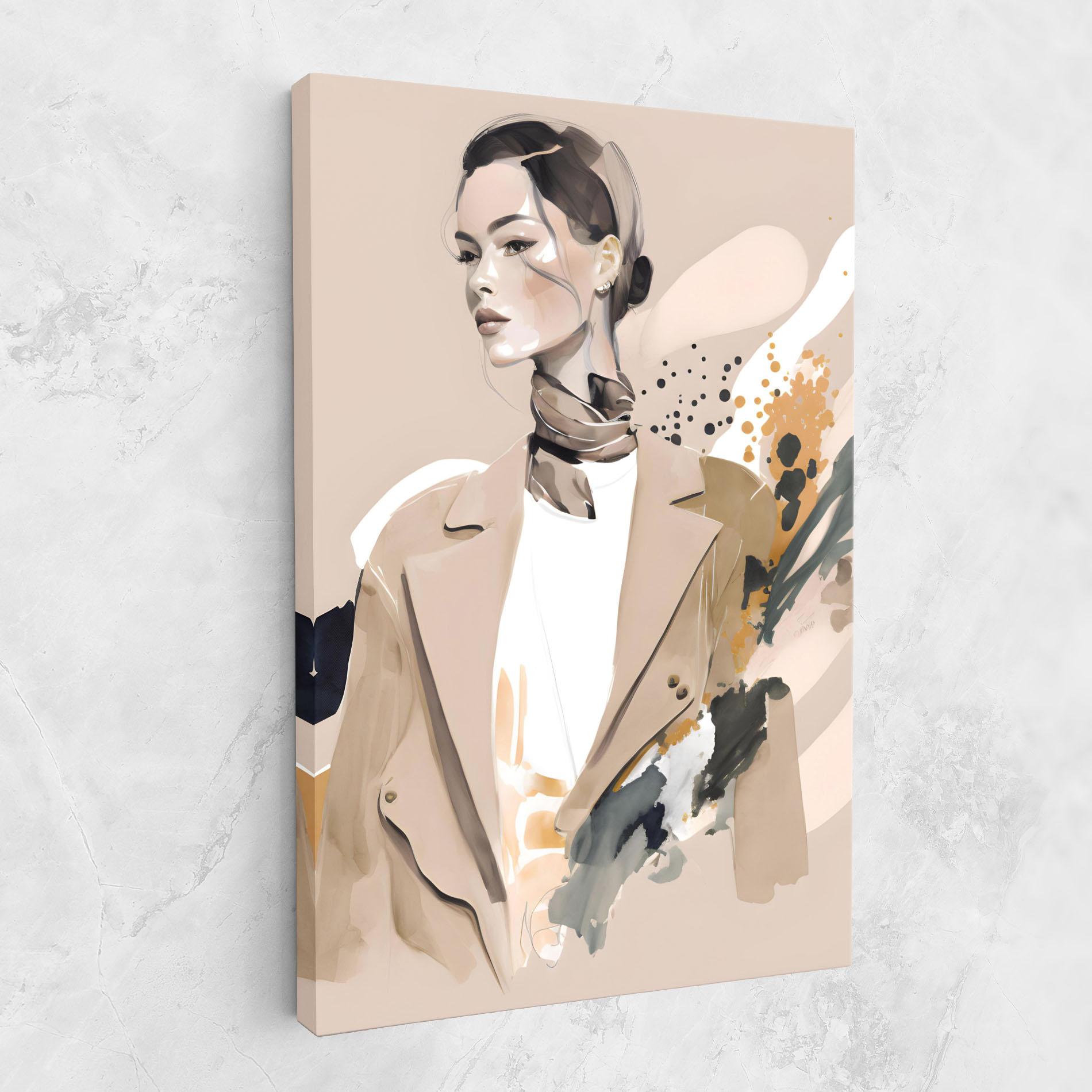 Leinwandbild Watercolor Stylish Model mockup 1