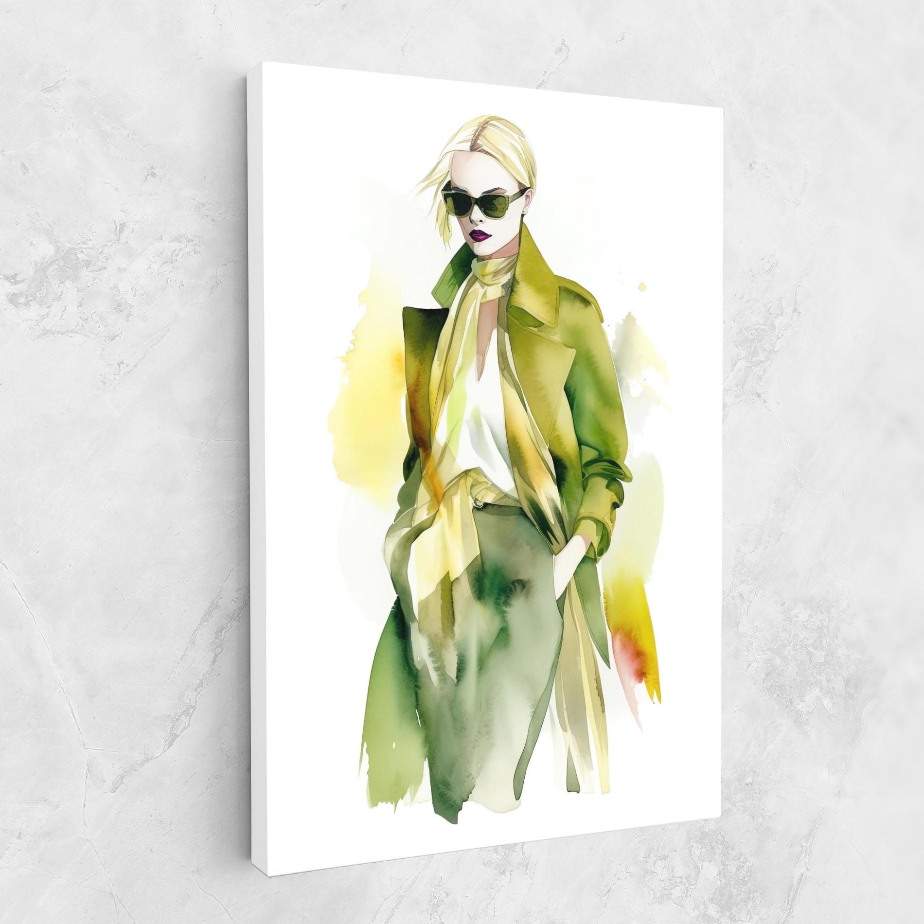 Leinwandbild Woman Green Fashion mockup 1