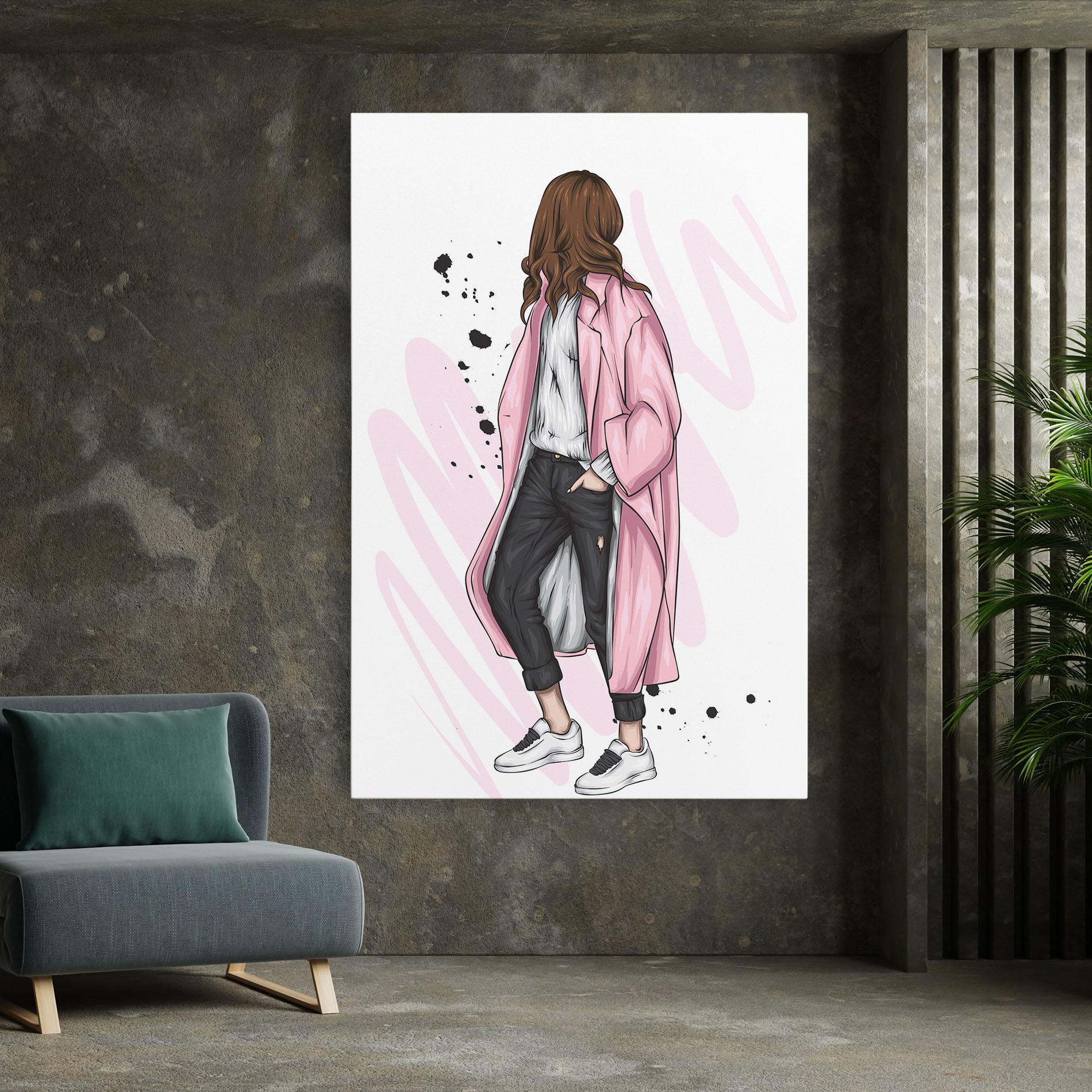 Leinwandbild Pink Coat Woman mockup 7