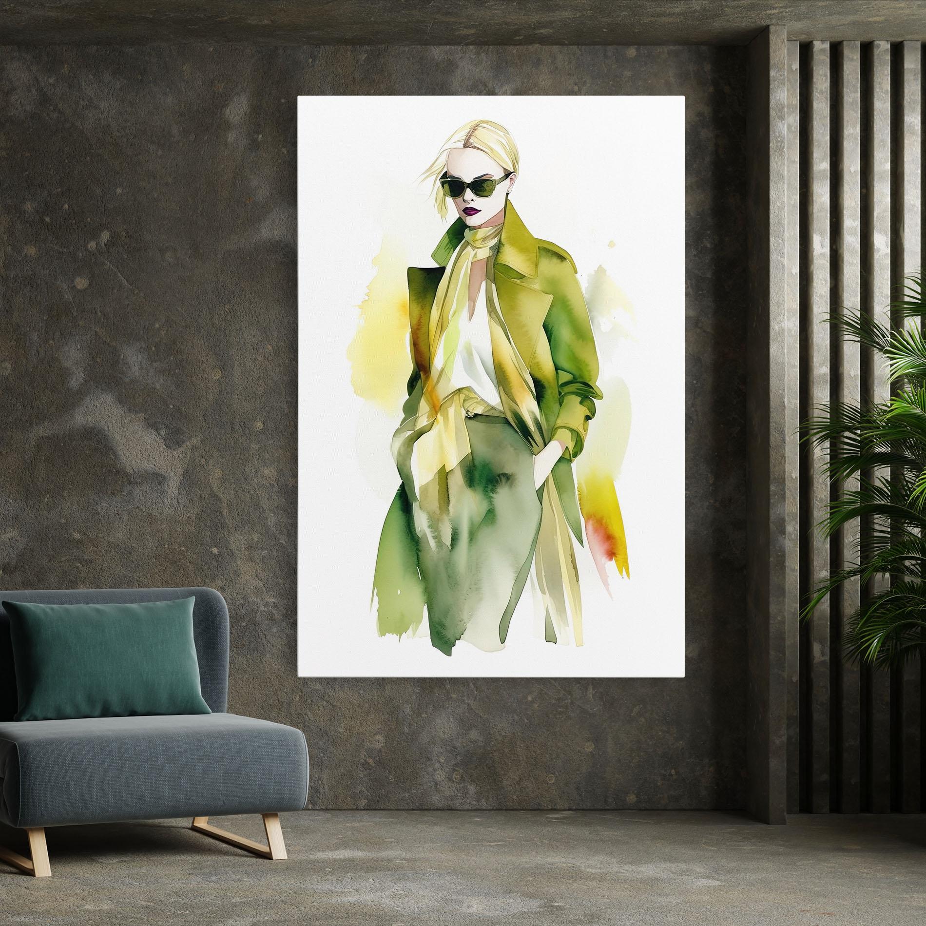 Leinwandbild Woman Green Fashion mockup 7