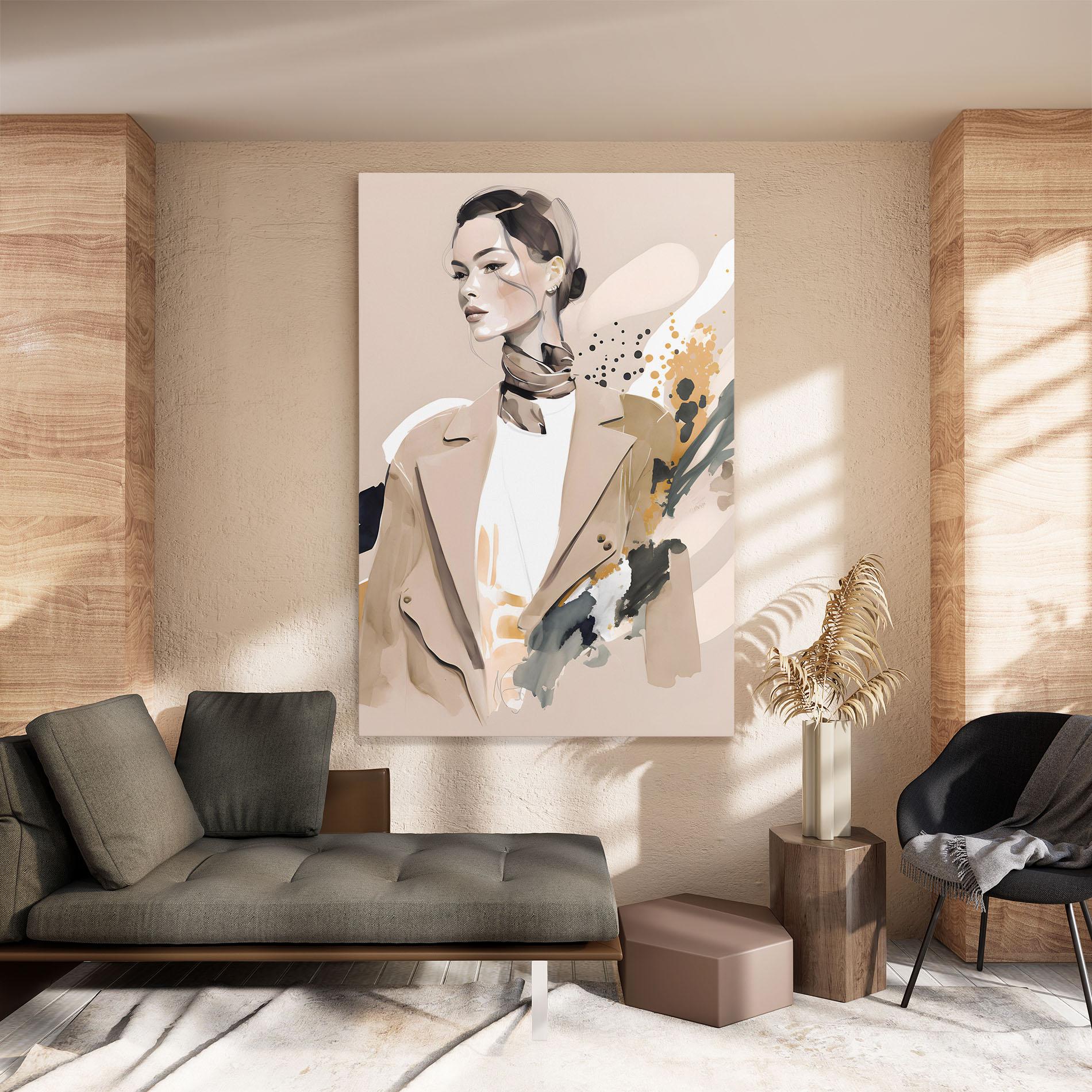 Leinwandbild Watercolor Stylish Model mockup 8