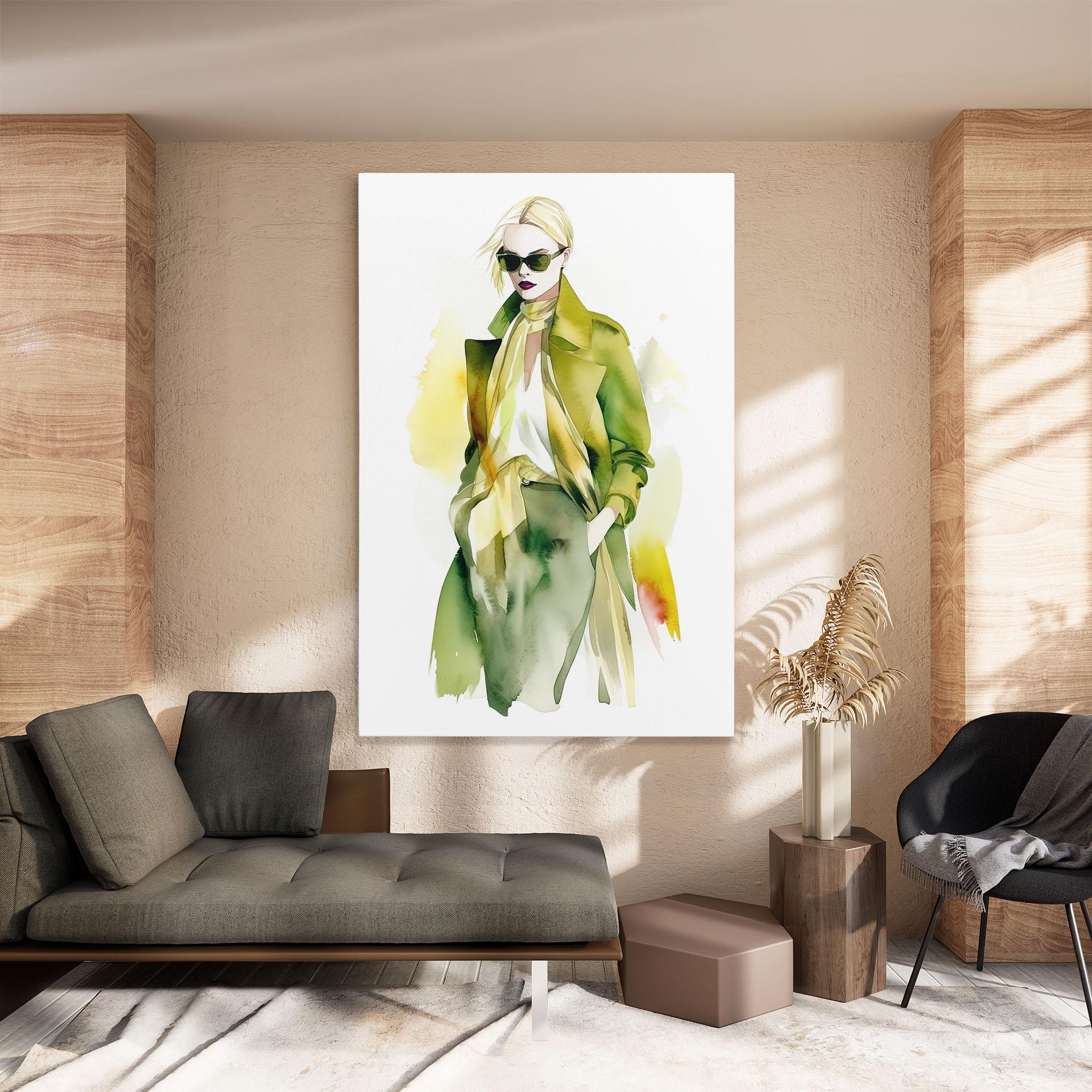 Leinwandbild Woman Green Fashion mockup 8