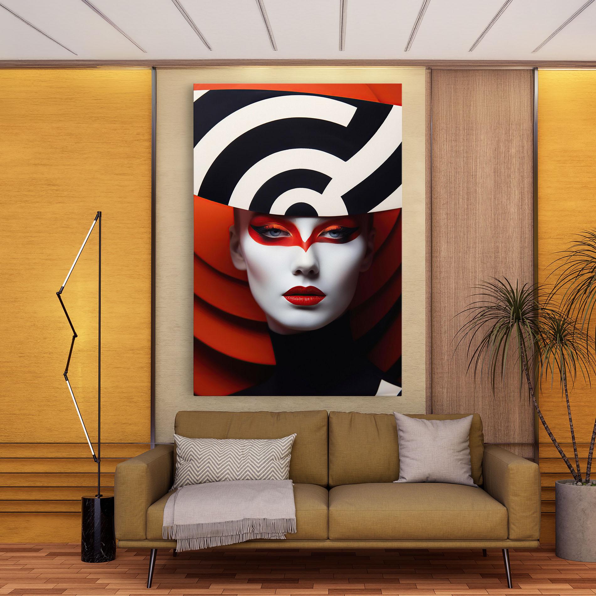 Leinwandbild Red Black Woman Art mockup 9