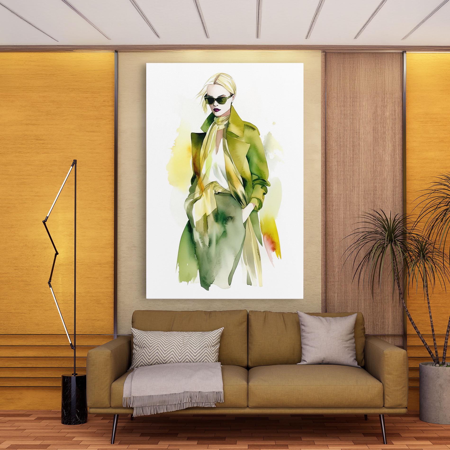 Leinwandbild Woman Green Fashion mockup 9