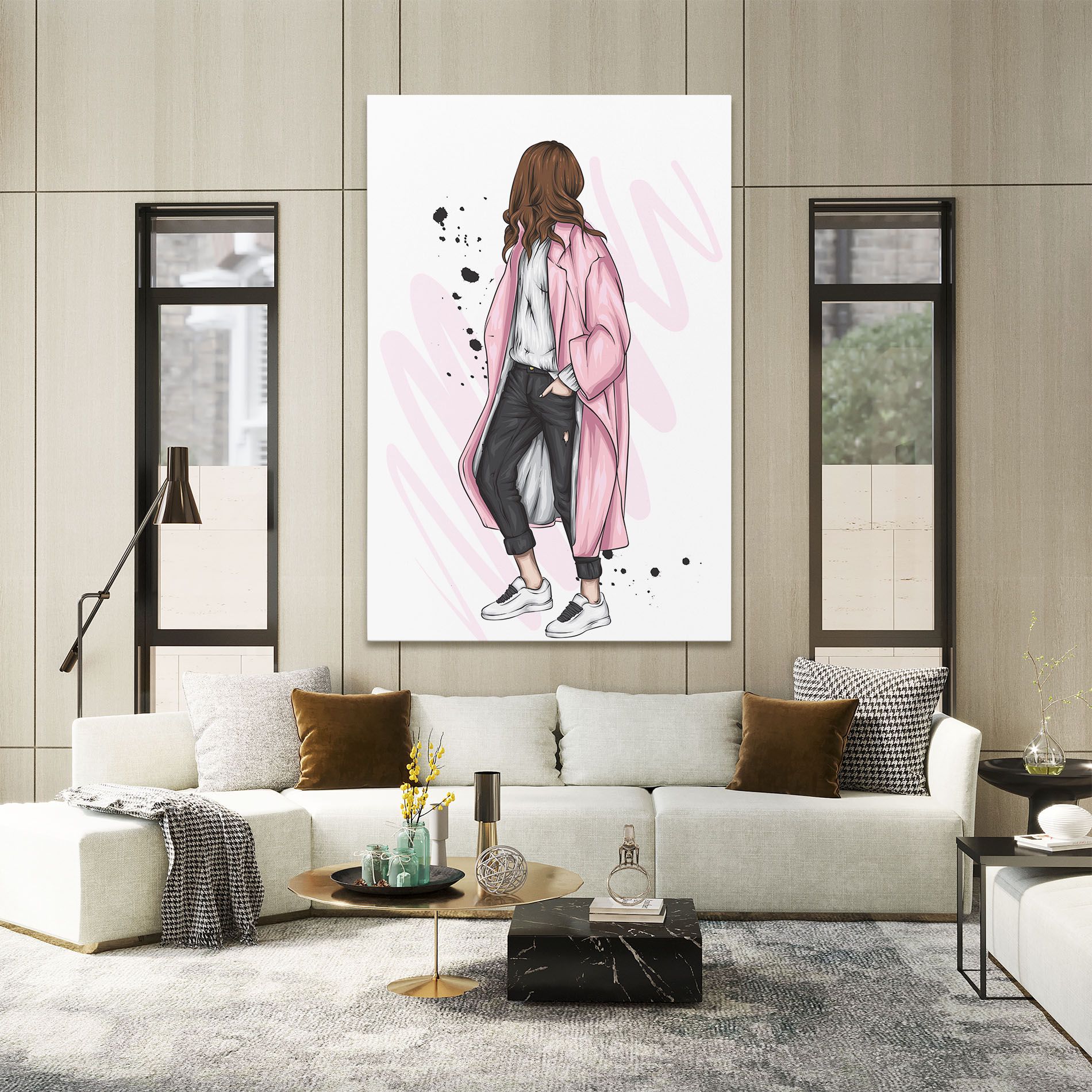 Pink Coat Woman mockup 2