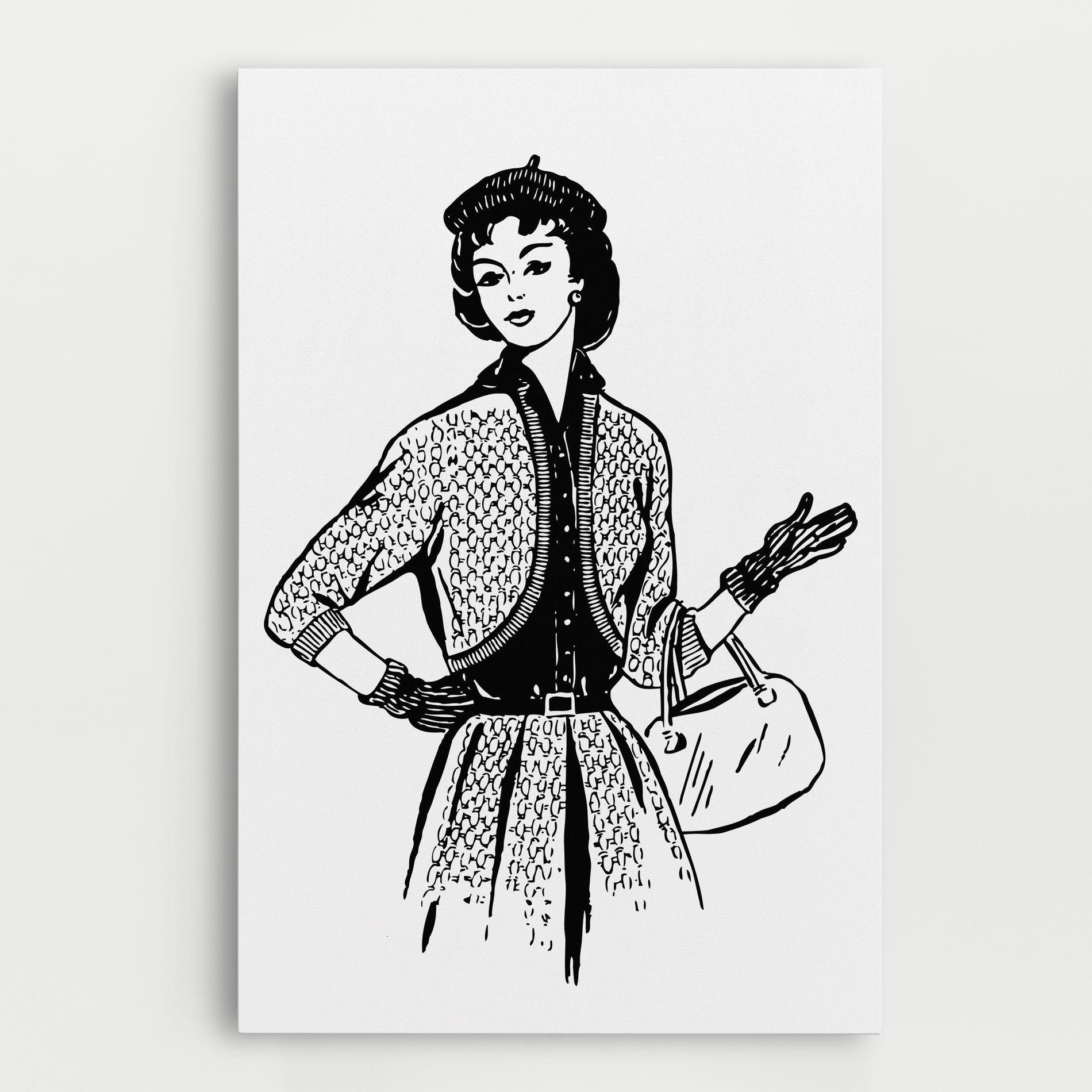 Leinwandbild Vintage Woman Line mockup 0