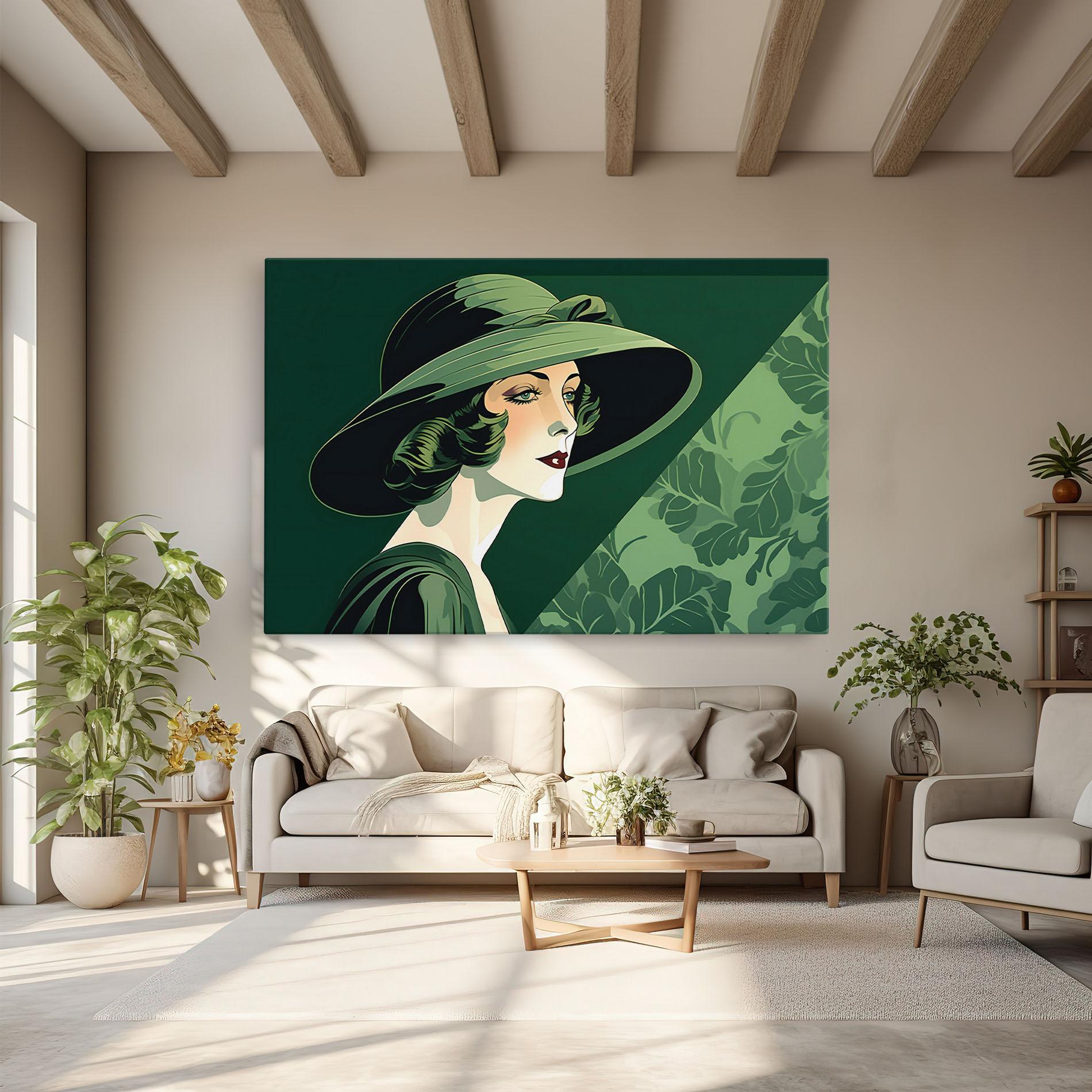 Leinwandbild Green Woman Painting mockup 6
